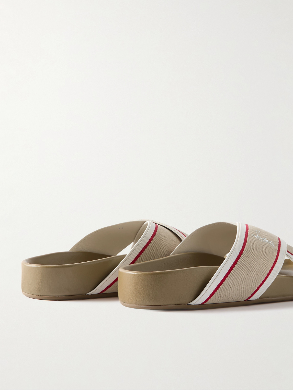 Shop Christian Louboutin Striped Webbing Sandals In Neutrals