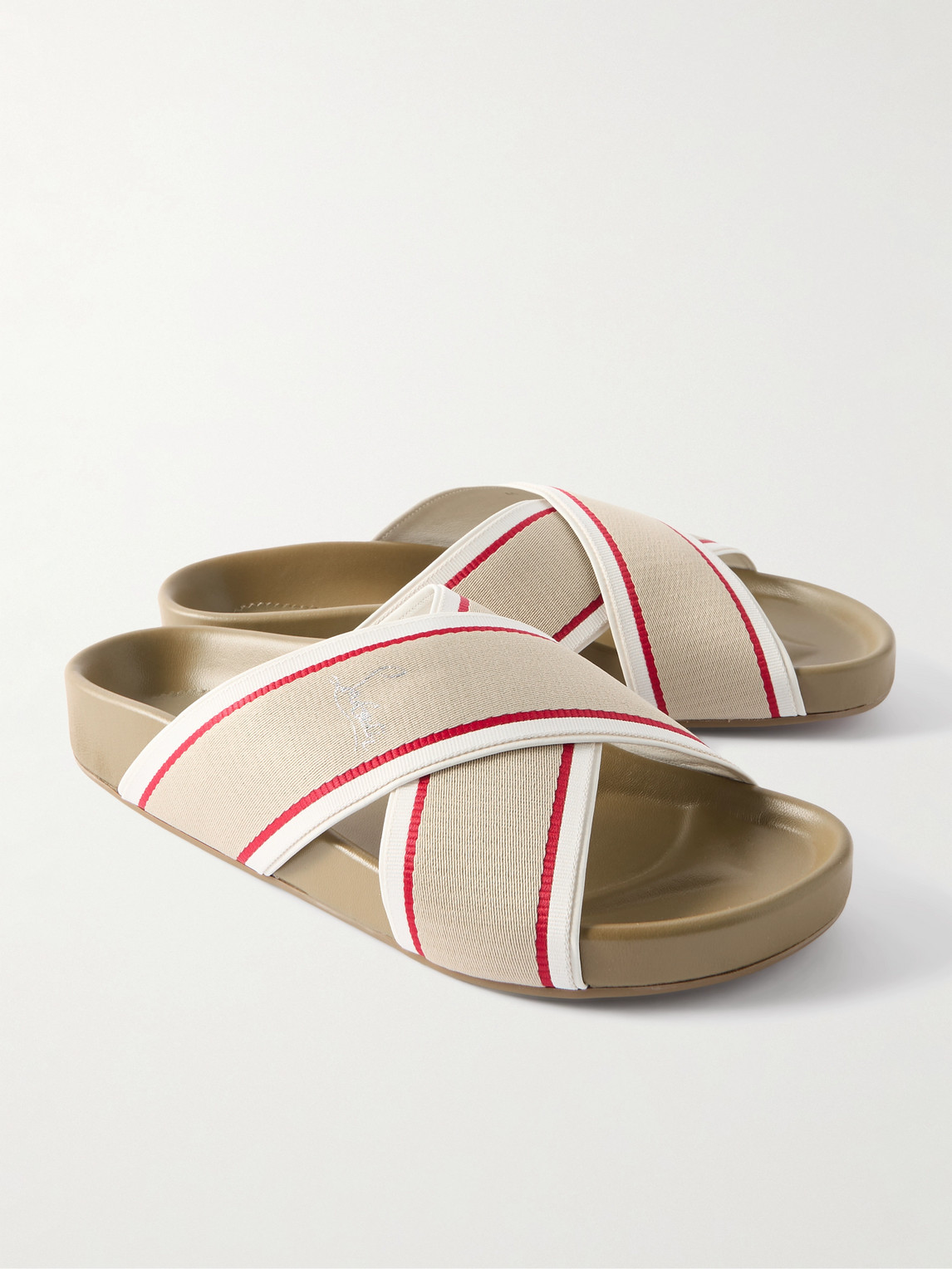 Shop Christian Louboutin Striped Webbing Sandals In Neutrals