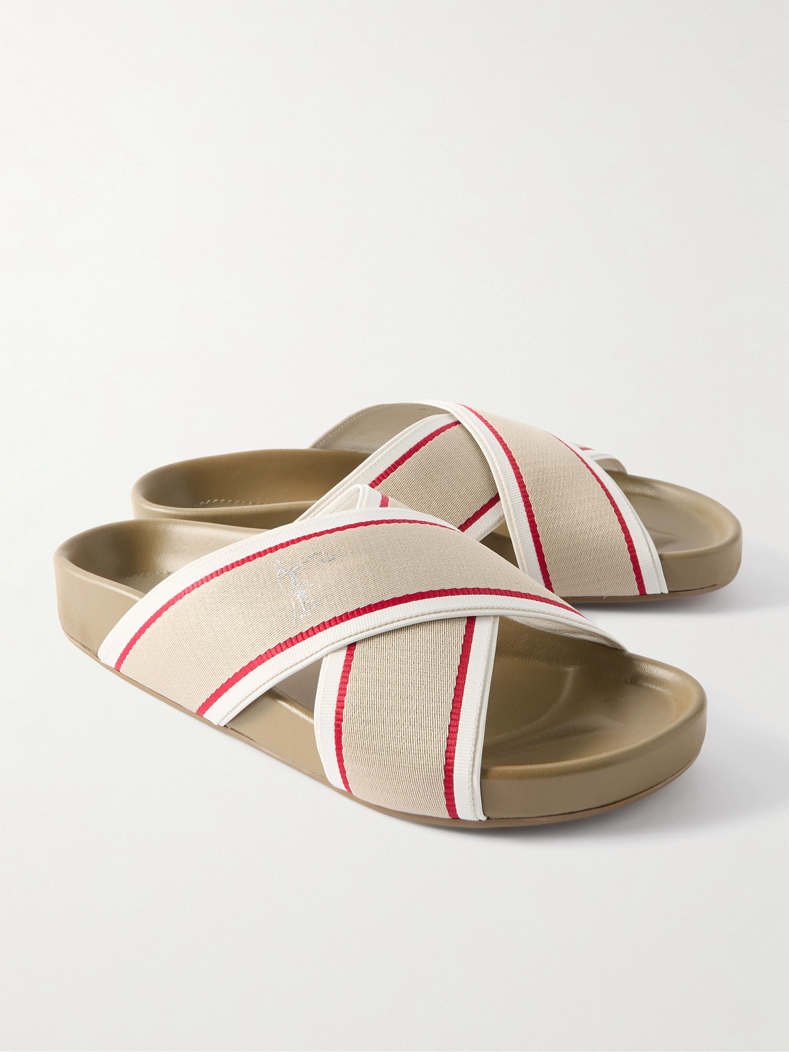 Christian Louboutin Striped Webbing Sandals In Neutrals