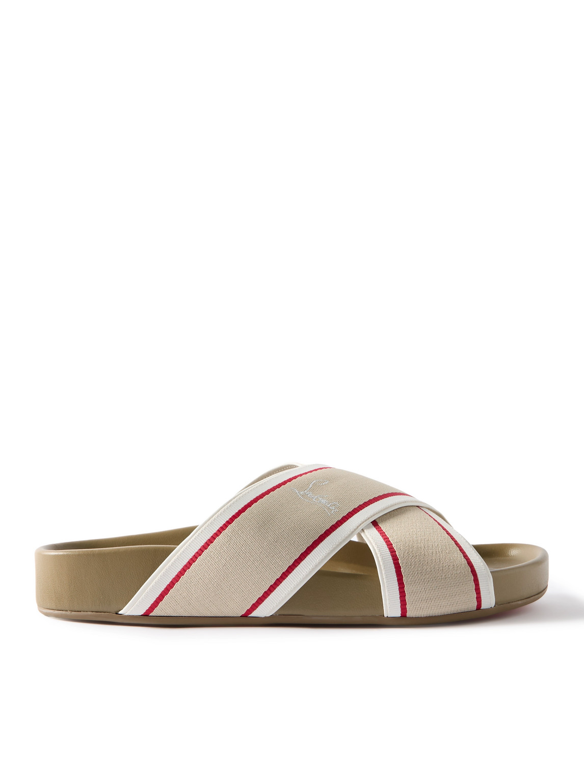 Christian Louboutin Striped Webbing Sandals In Neutrals