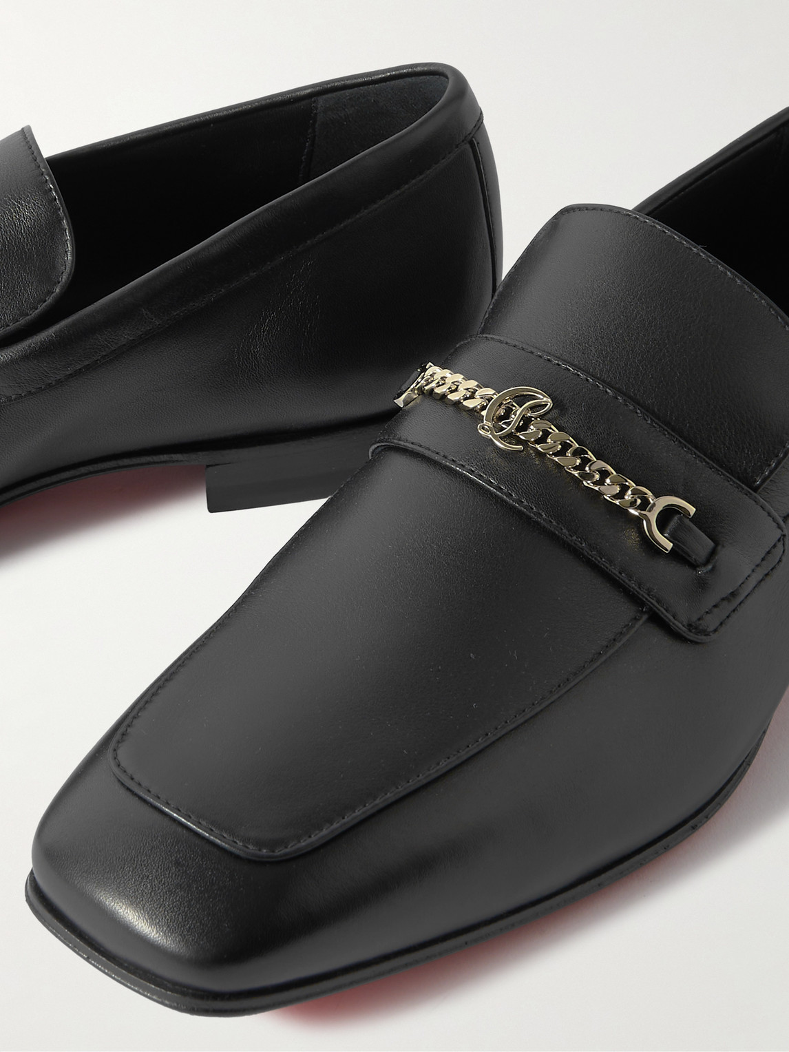 Christian Louboutin Logo-embellished Leather Loafers In Black
