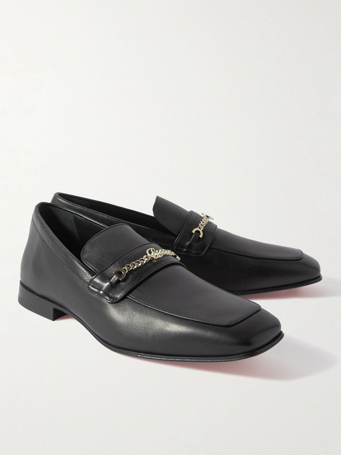 Christian Louboutin Logo-embellished Leather Loafers In Black