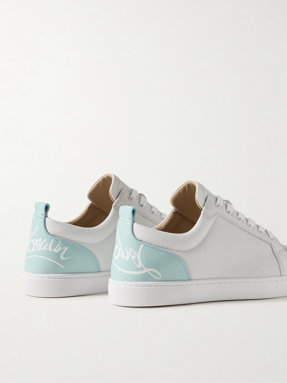 Christian Louboutin Fun Louis Junior Logo-debossed Leather Sneakers In Gray