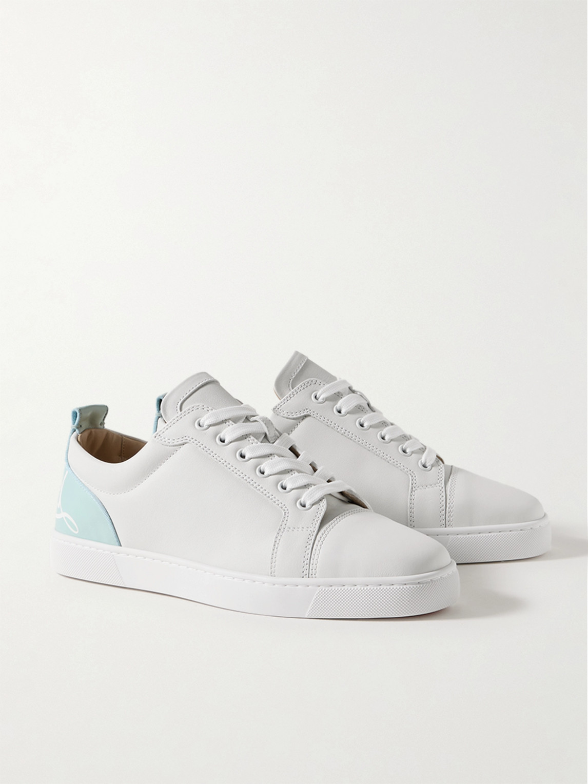 Shop Christian Louboutin Fun Louis Junior Logo-debossed Leather Sneakers In Gray