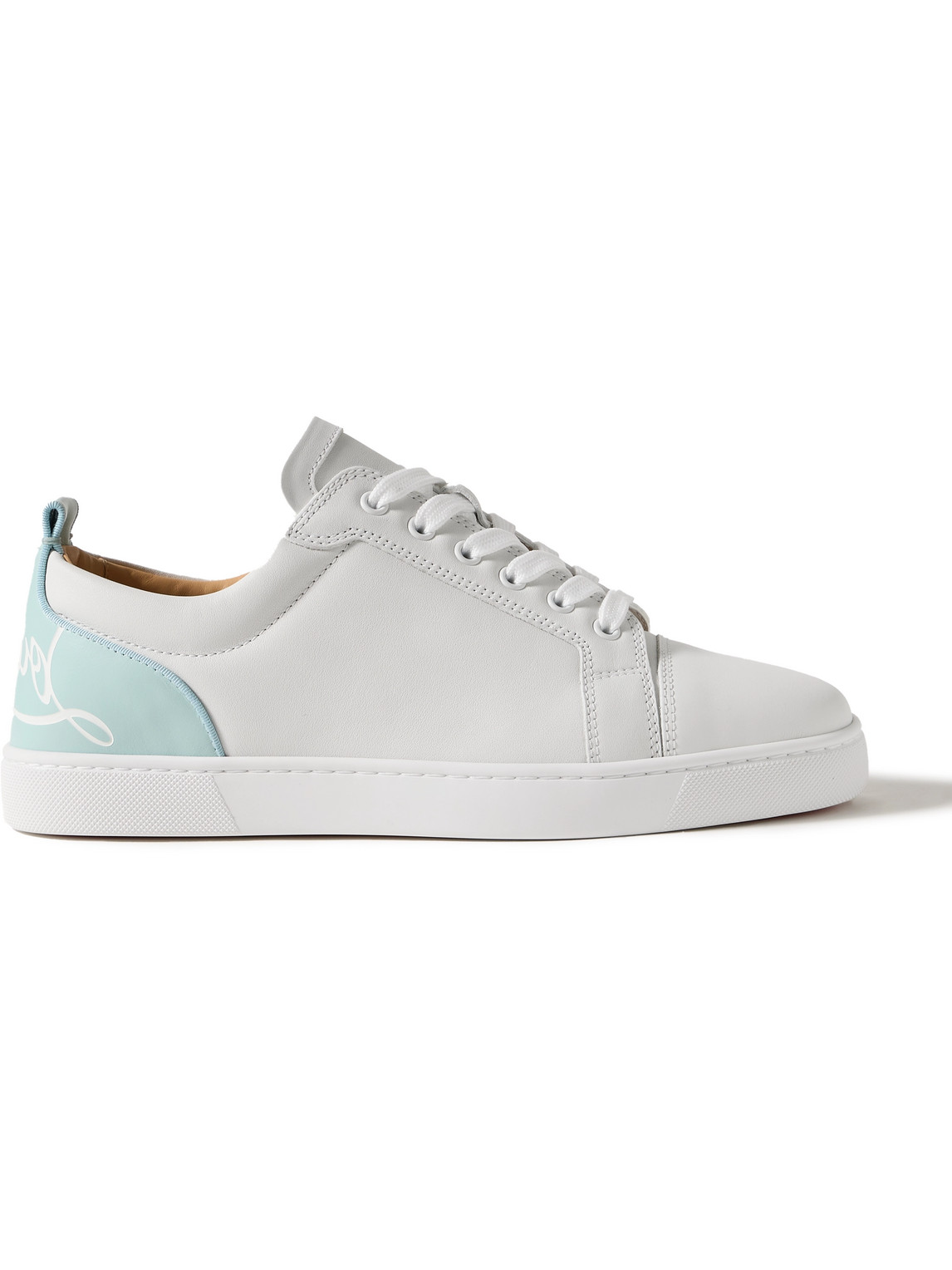 Christian Louboutin Fun Louis Junior Logo-debossed Leather Sneakers In Gray