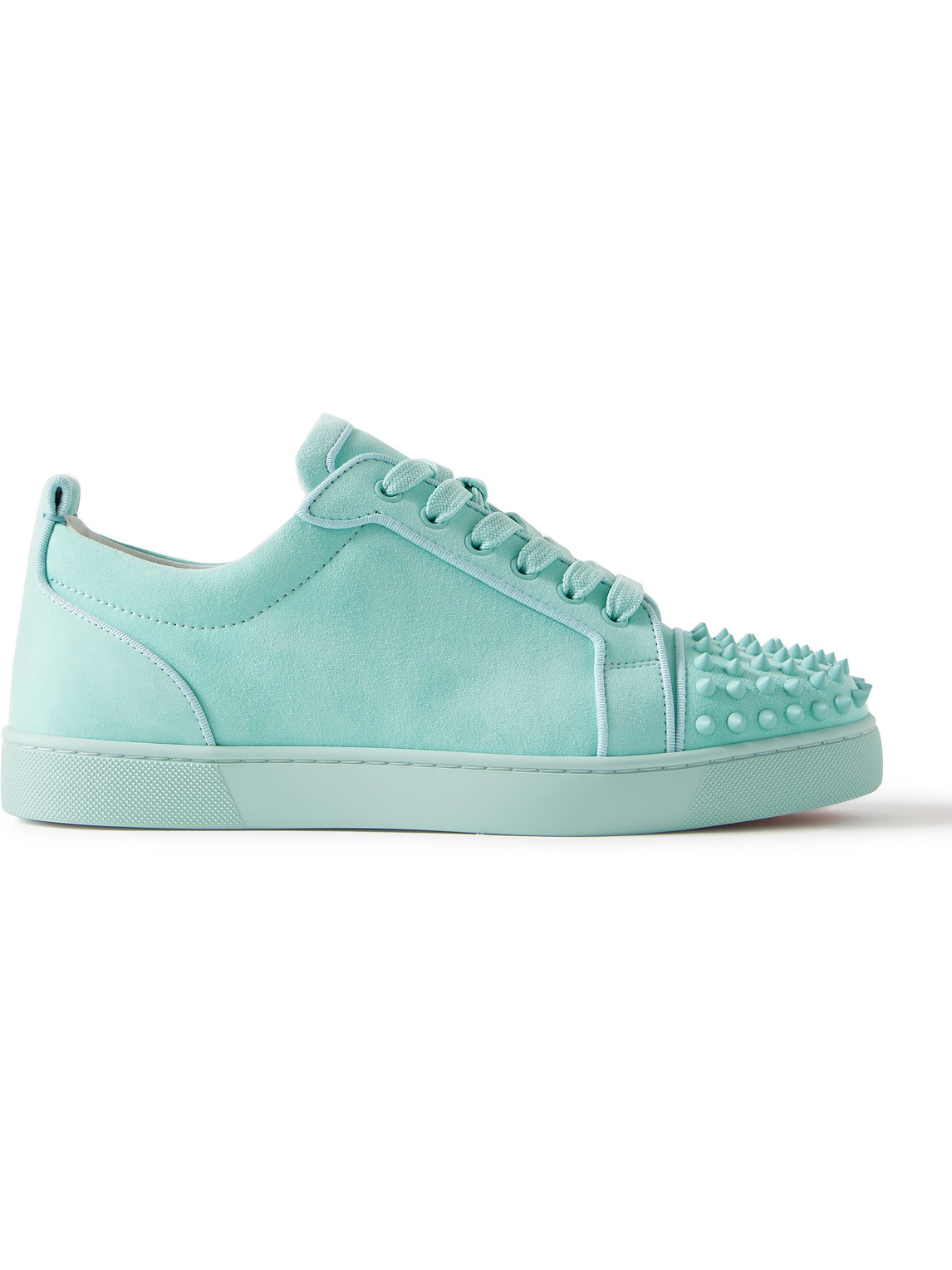 Christian Louboutin Louis Junior Spiked Suede Sneakers In Blue