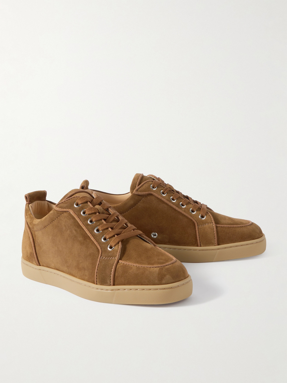 Christian Louboutin Rantulow Suede Sneakers In Brown