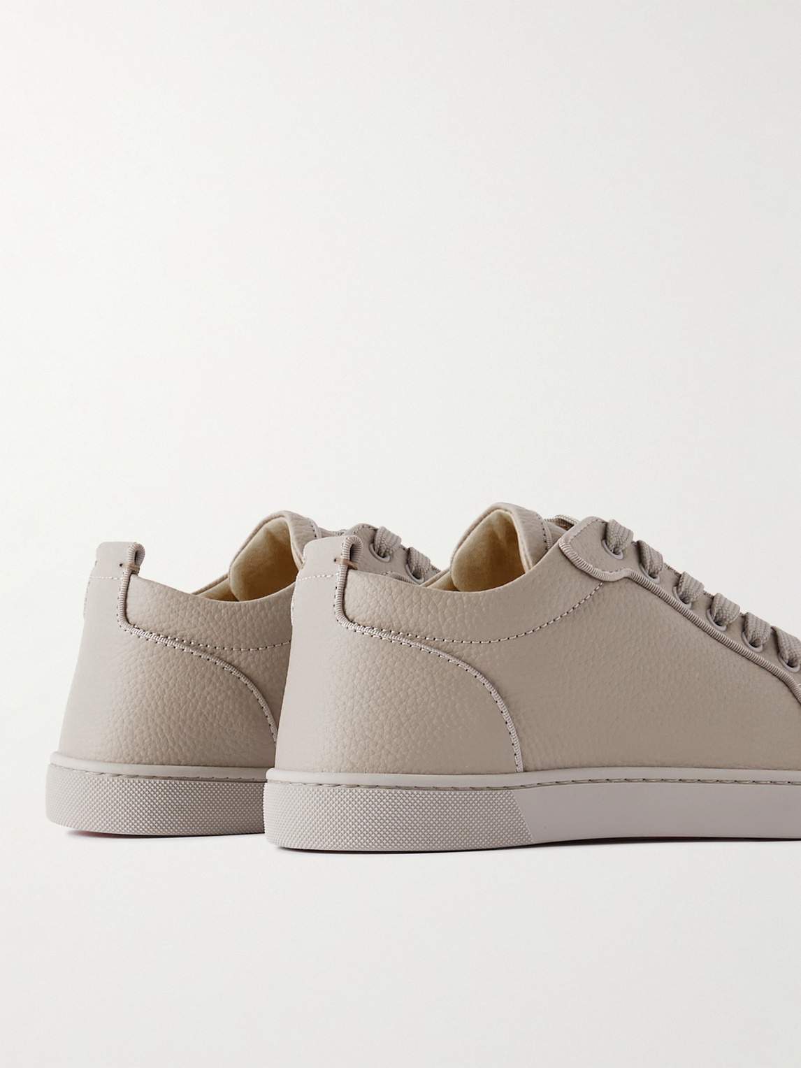 Shop Christian Louboutin Rantulow Orlato Grosgrain-trimmed Full-grain Leather Sneakers In Neutrals