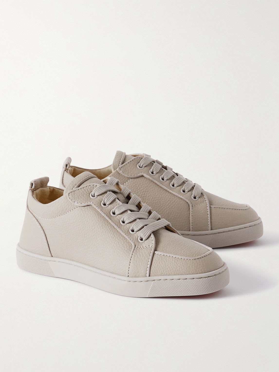 Shop Christian Louboutin Rantulow Orlato Grosgrain-trimmed Full-grain Leather Sneakers In Neutrals