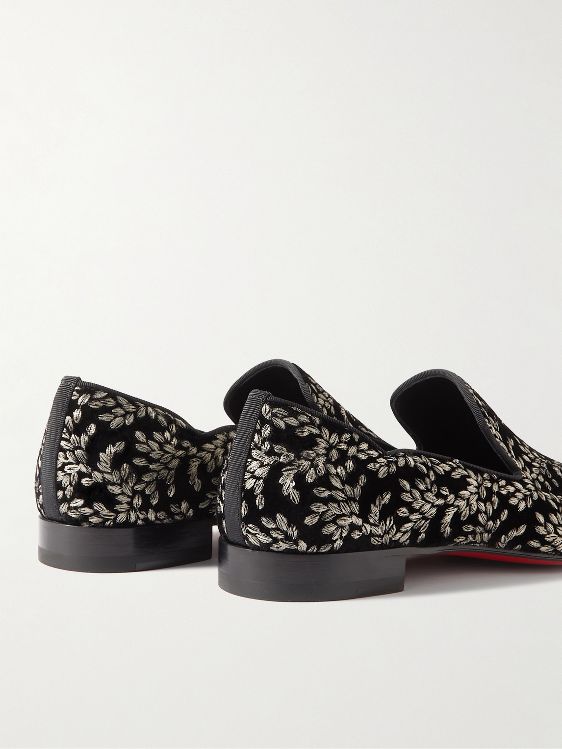 Christian Louboutin Dandy Chick Orlato Embroidered Velour Loafer In Black