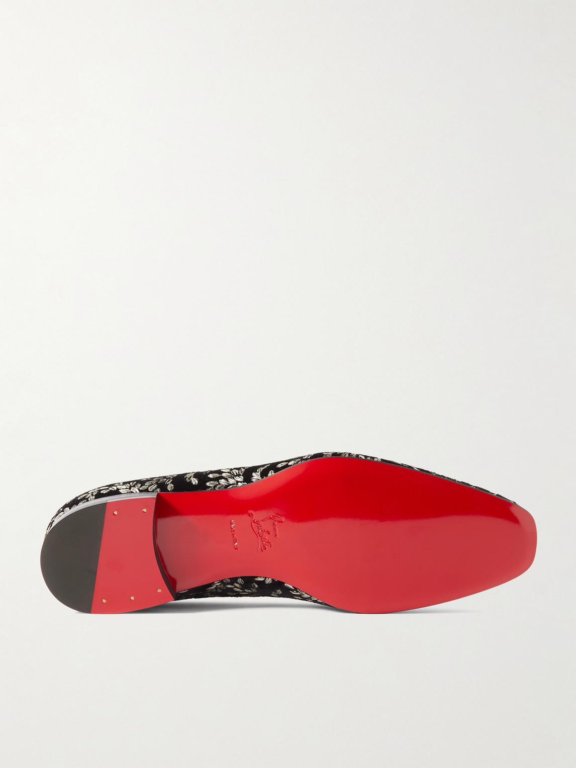 Shop Christian Louboutin Dandy Chick Grosgrain-trimmed Embroidered Velour Loafers In Black