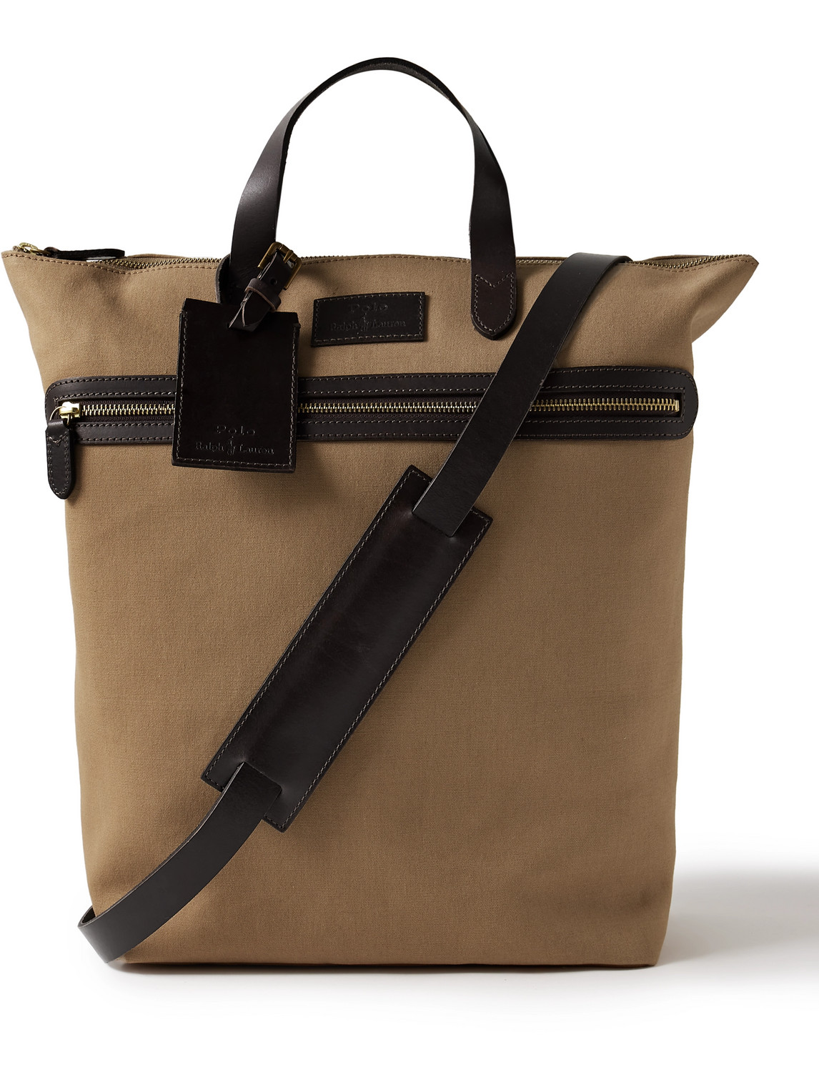 POLO RALPH LAUREN RYDER LEATHER-TRIMMED CANVAS TOTE BAG