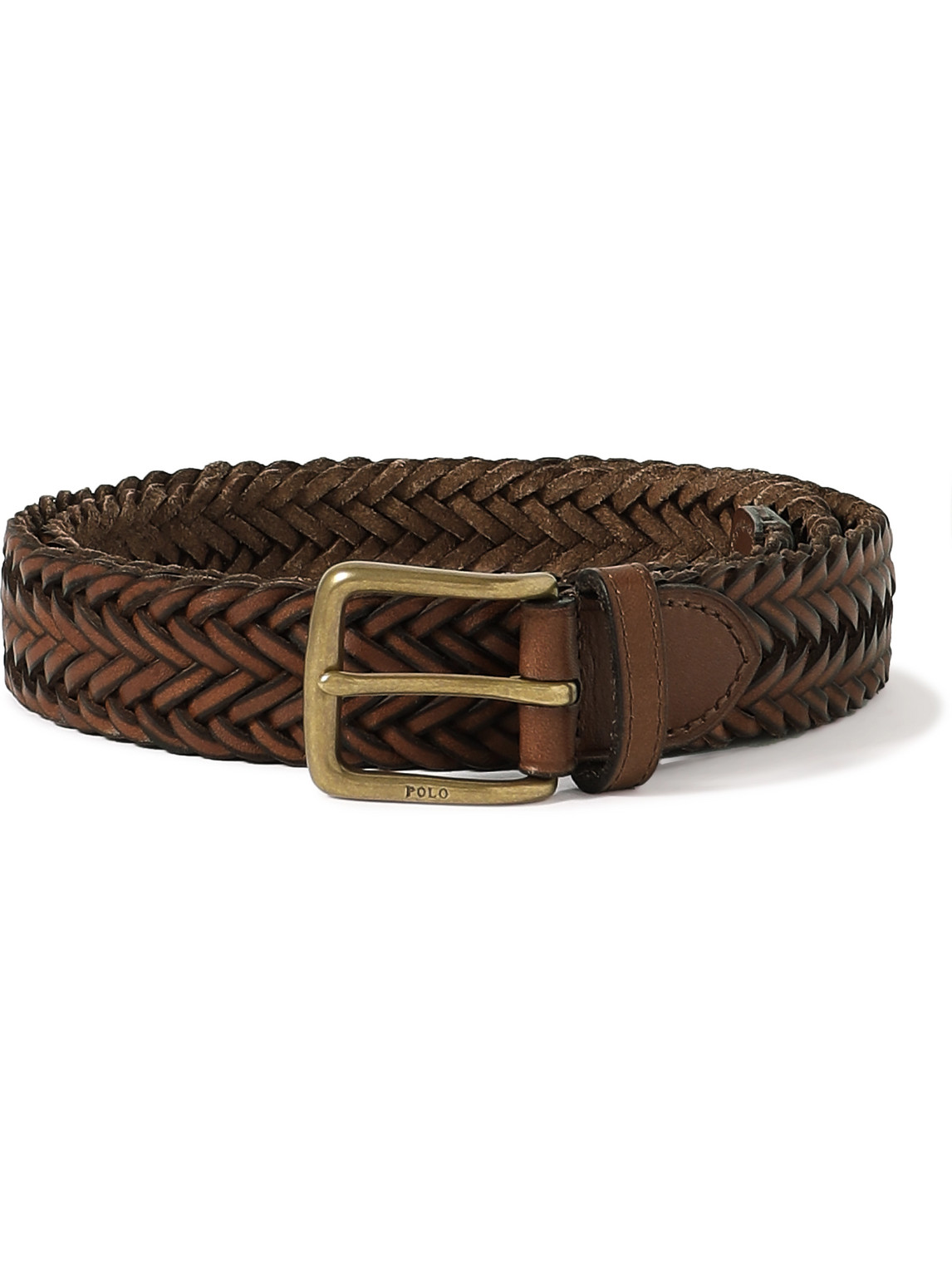 Polo Ralph Lauren 3cm Braided Leather Belt In Brown
