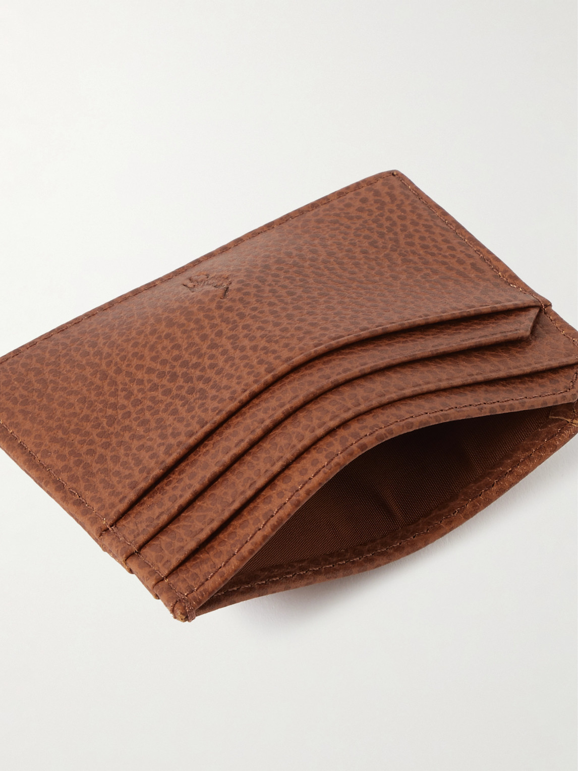Shop Polo Ralph Lauren Pebble-grain Leather Cardholder In Brown
