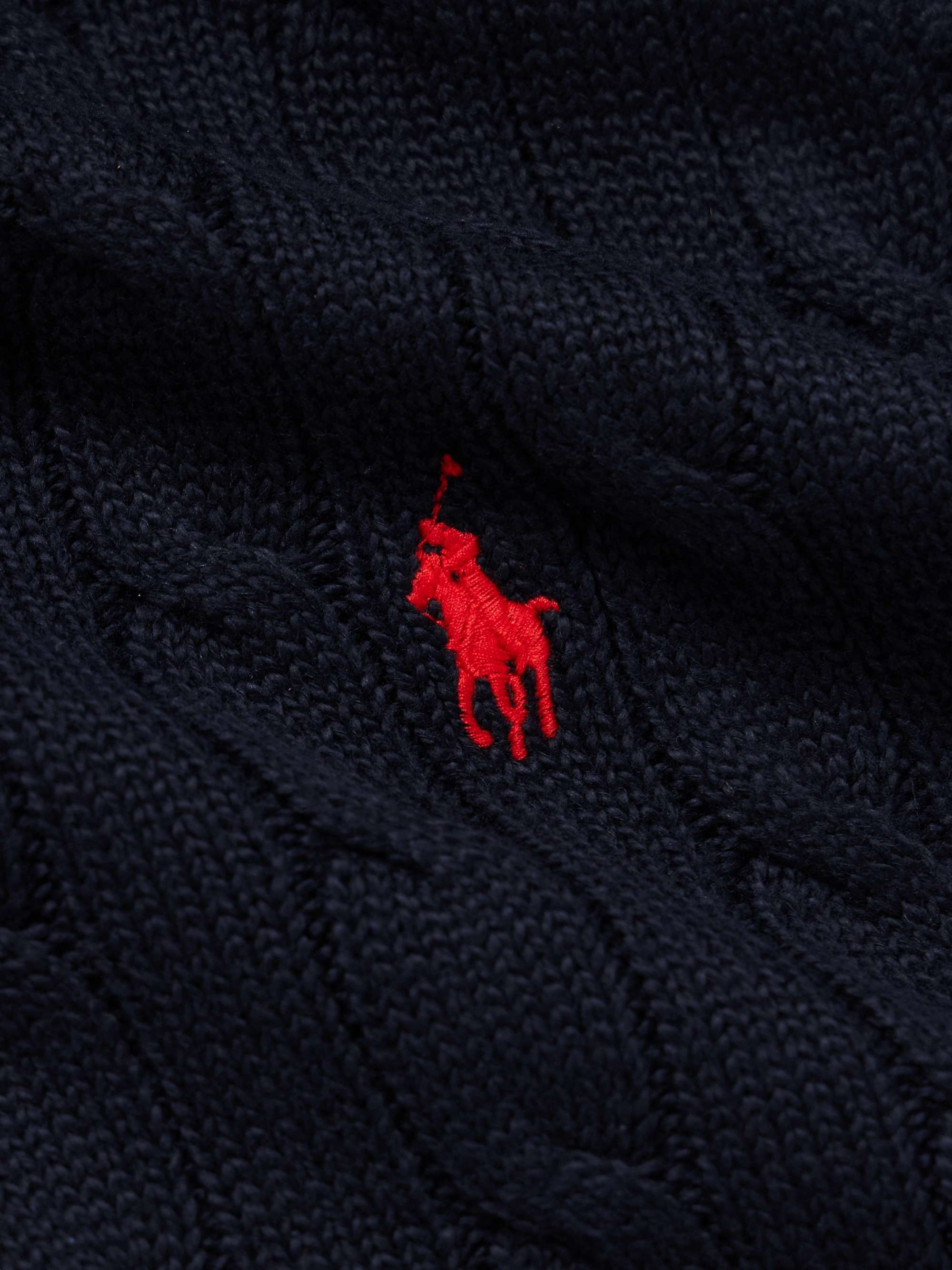 POLO RALPH LAUREN Slim-Fit Logo-Embroidered Cable-Knit Cotton Sweater ...