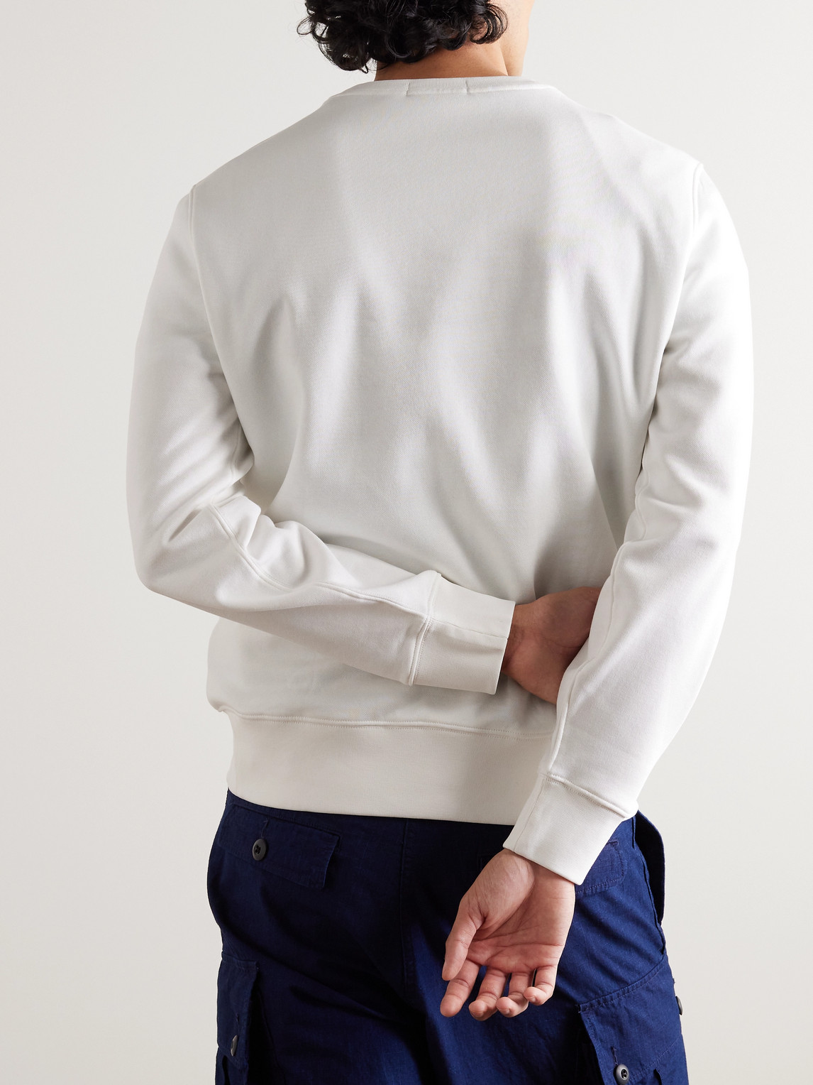 Shop Polo Ralph Lauren Printed Cotton-blend Jersey Sweatshirt In White