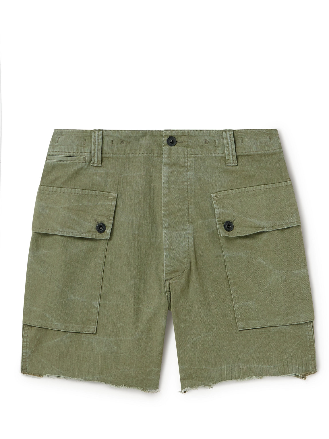 Polo Ralph Lauren Straight-leg Herringbone Cotton-twill Cargo Shorts In Green