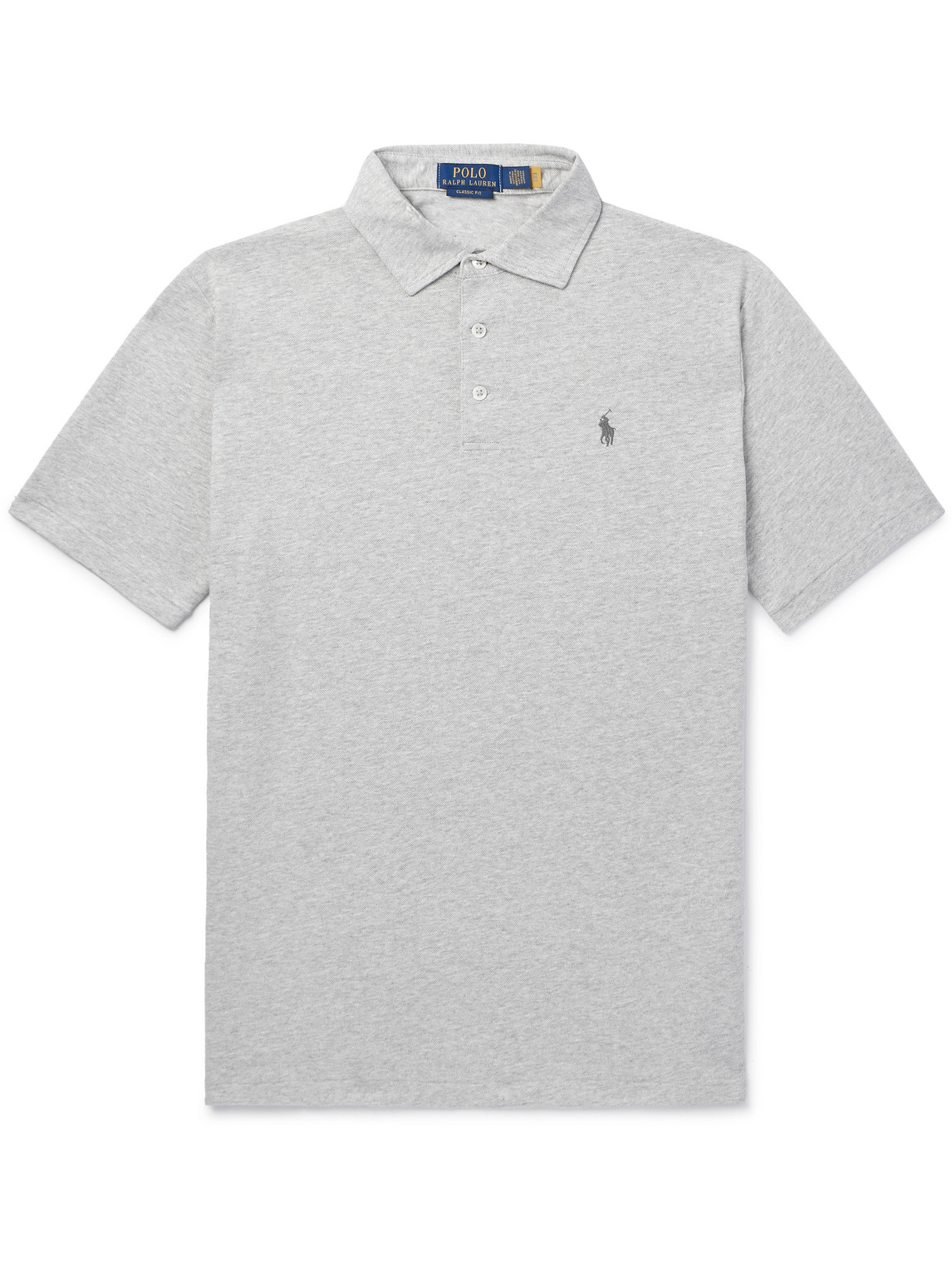 Polo Ralph Lauren Logo-embroidered Cotton And Linen-blend Polo Shirt In Gray