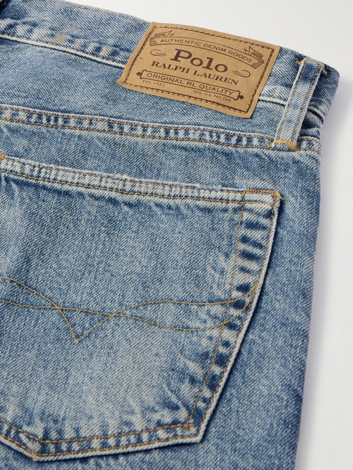 Shop Polo Ralph Lauren Heritage Straight-leg Distressed Recycled Jeans In Blue