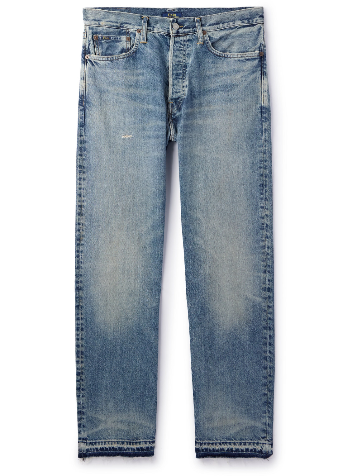 Polo Ralph Lauren Heritage Straight-leg Distressed Recycled Jeans In Blue