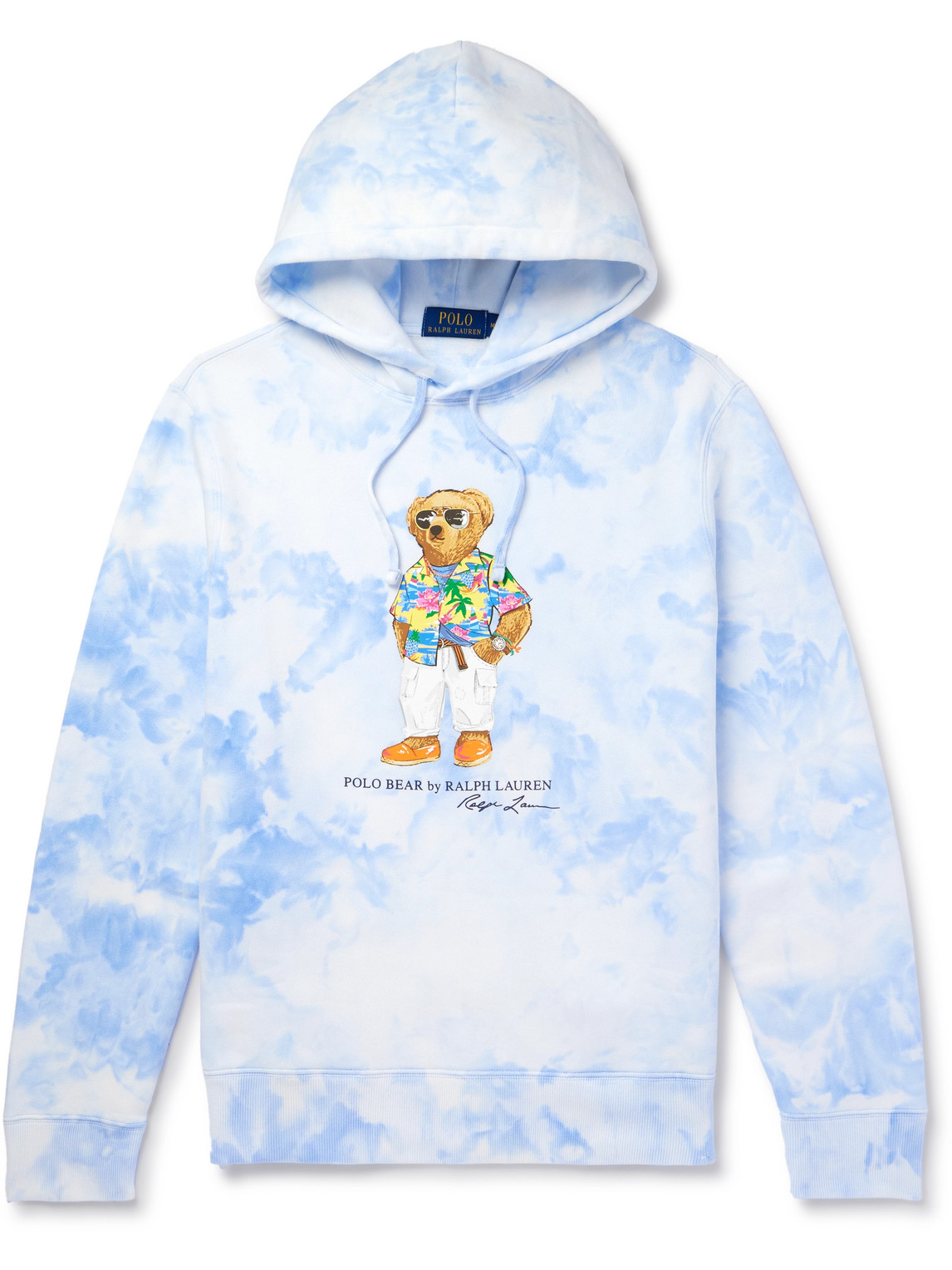 Polo Ralph Lauren Printed Cotton-blend Jersey Hoodie In Blue