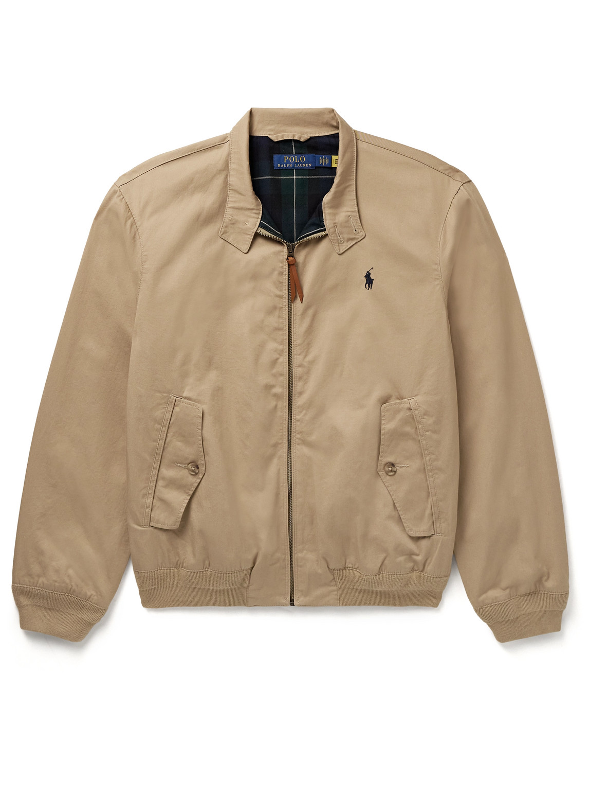 Shop Polo Ralph Lauren Logo-embroidered Cotton-twill Bomber Jacket In Brown