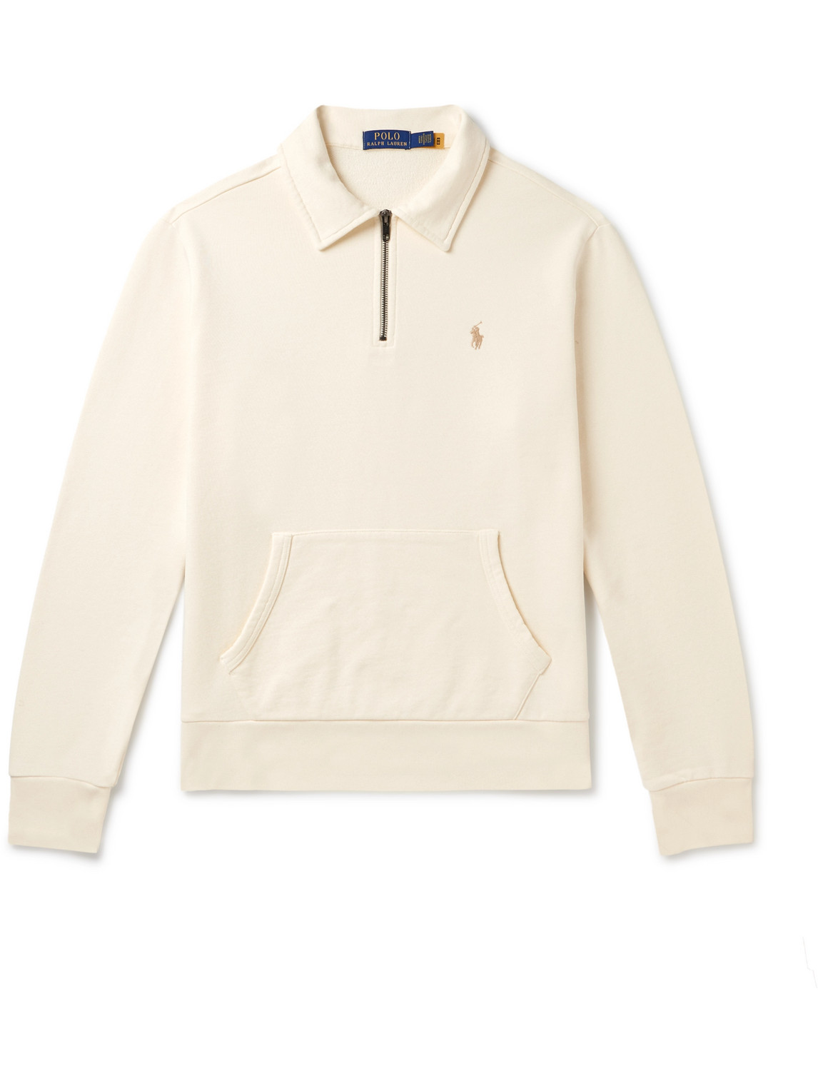 Polo Ralph Lauren Logo-embroidered Cotton-jersey Half-zip Sweatshirt In White