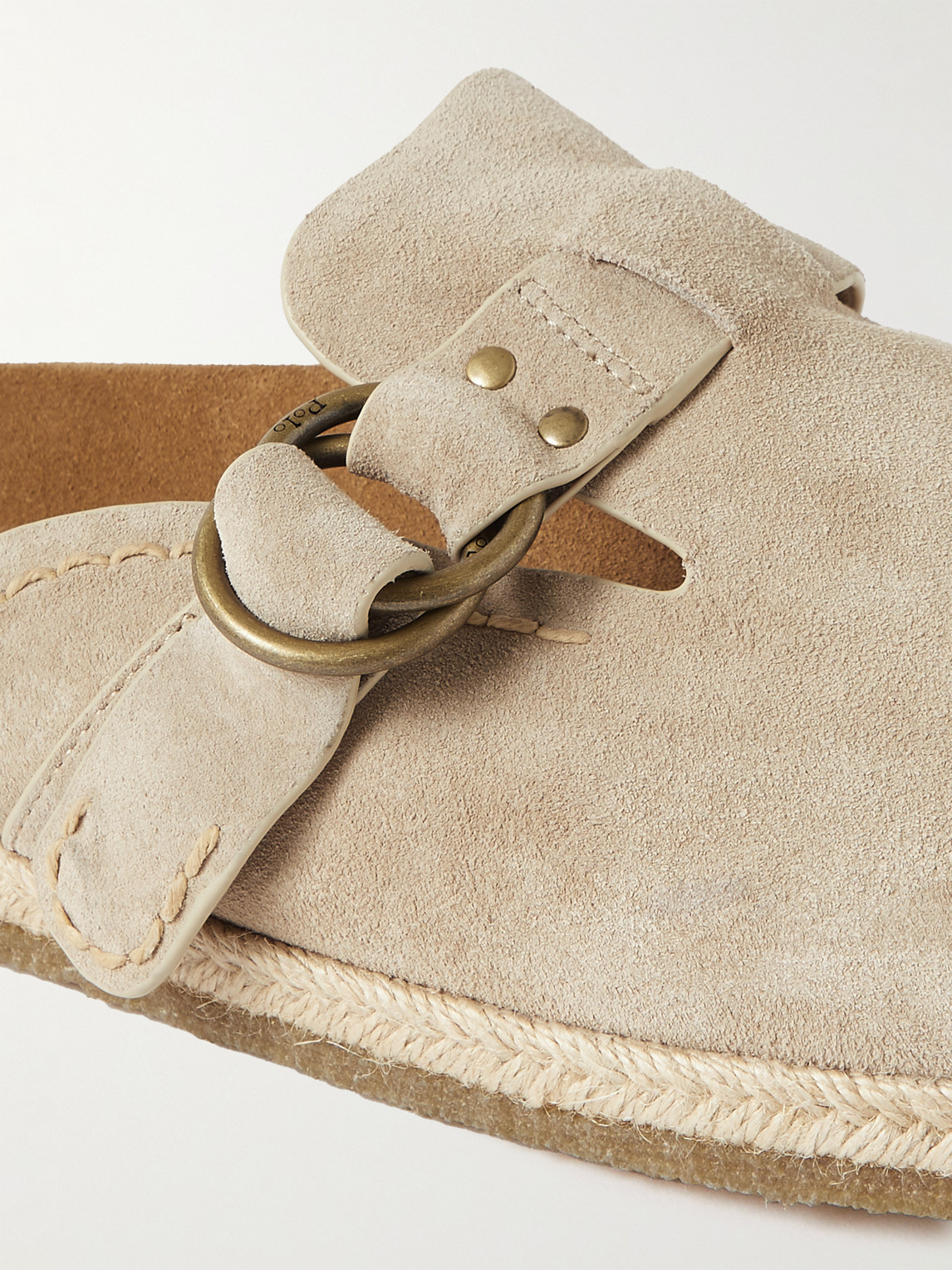 POLO RALPH LAUREN TURBACH JUTE-TRIMMED SUEDE CLOGS