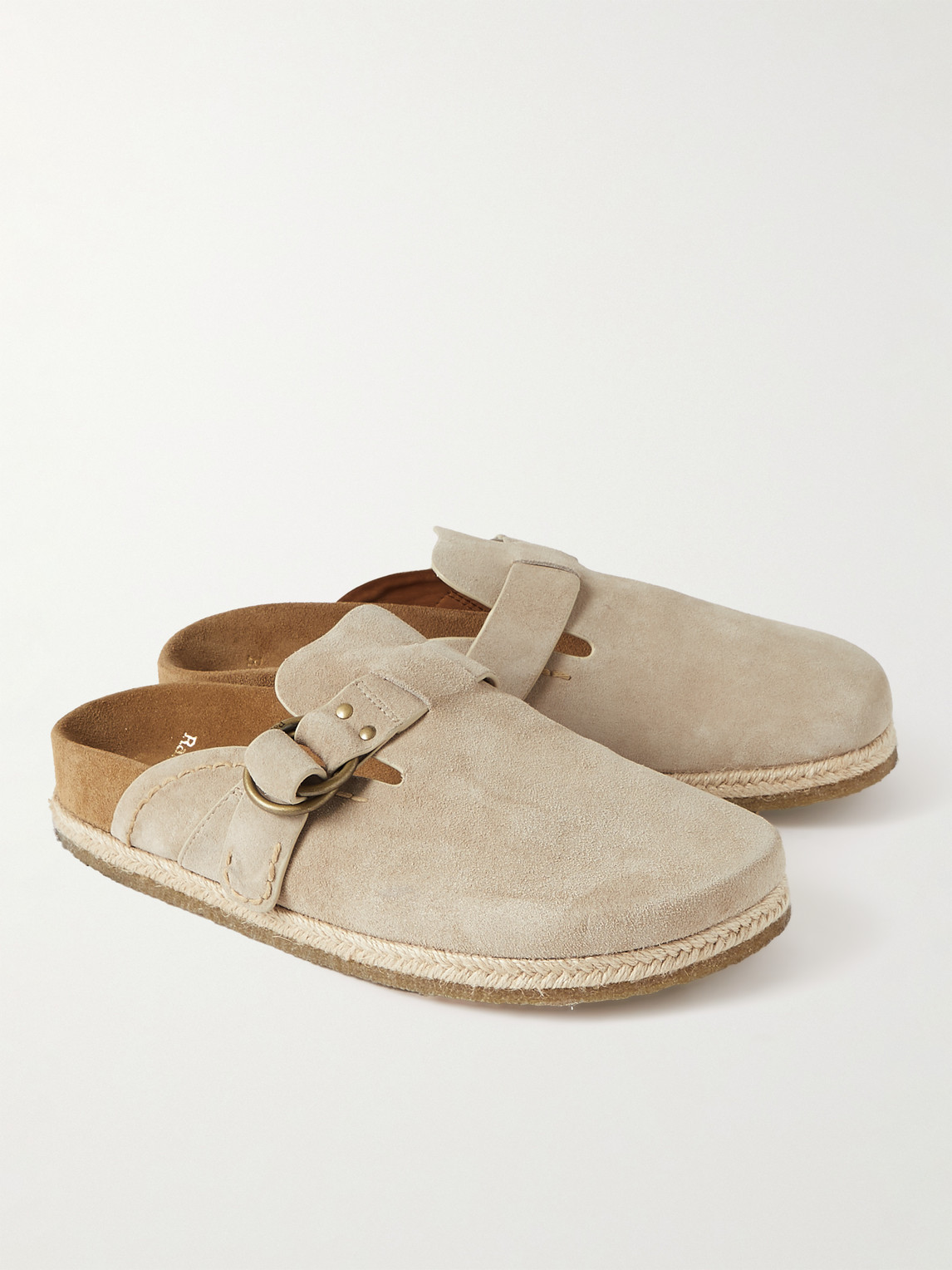 POLO RALPH LAUREN TURBACH JUTE-TRIMMED SUEDE CLOGS