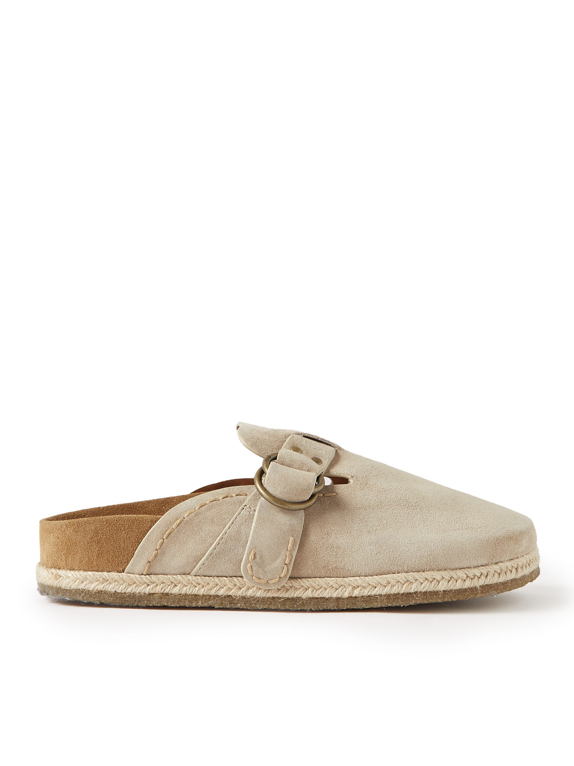 Polo Ralph Lauren Turbach Jute-trimmed Suede Clogs In Neutrals