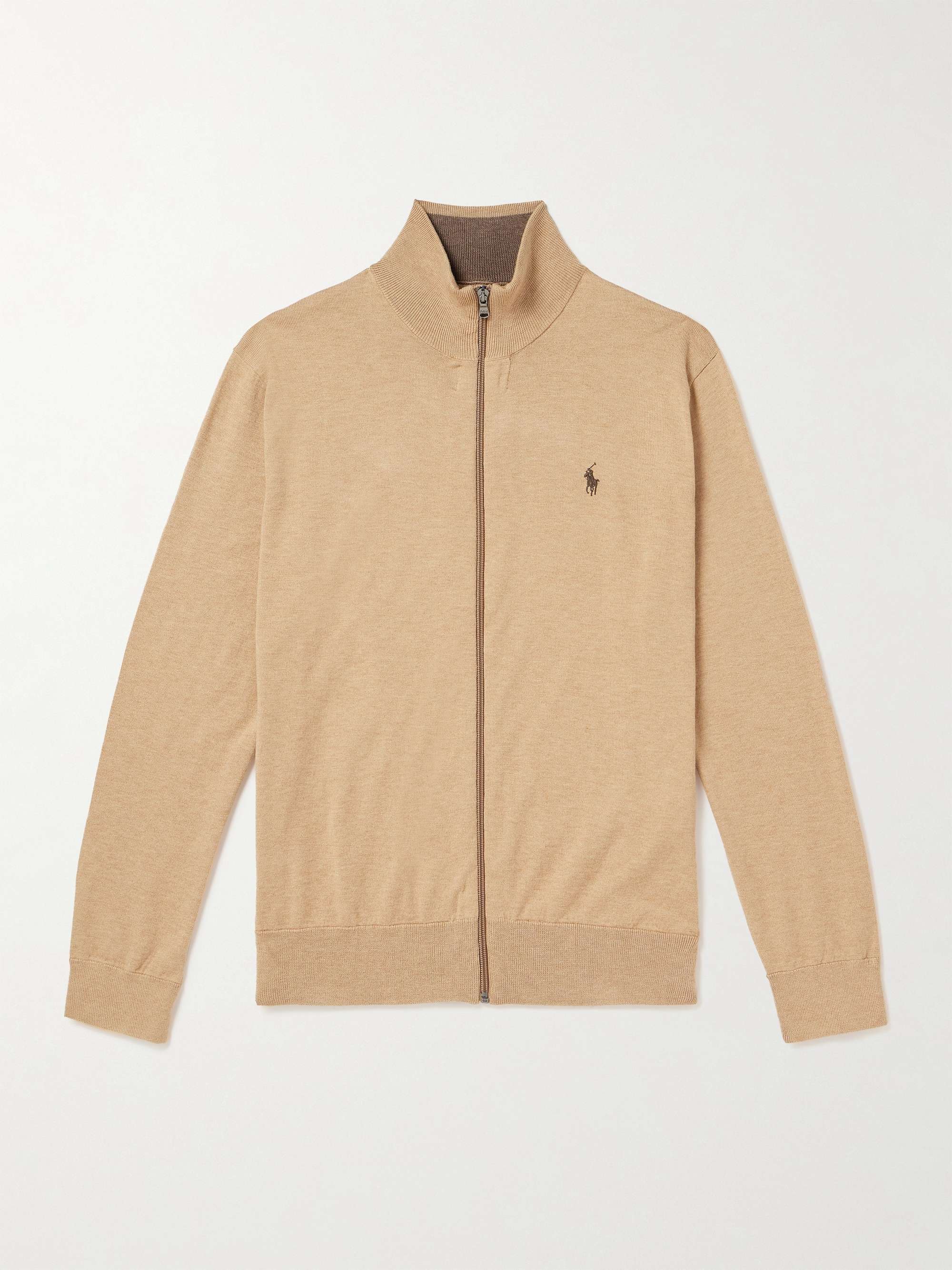 POLO RALPH LAUREN Logo-Embroidered Cotton Zip-Up Sweater