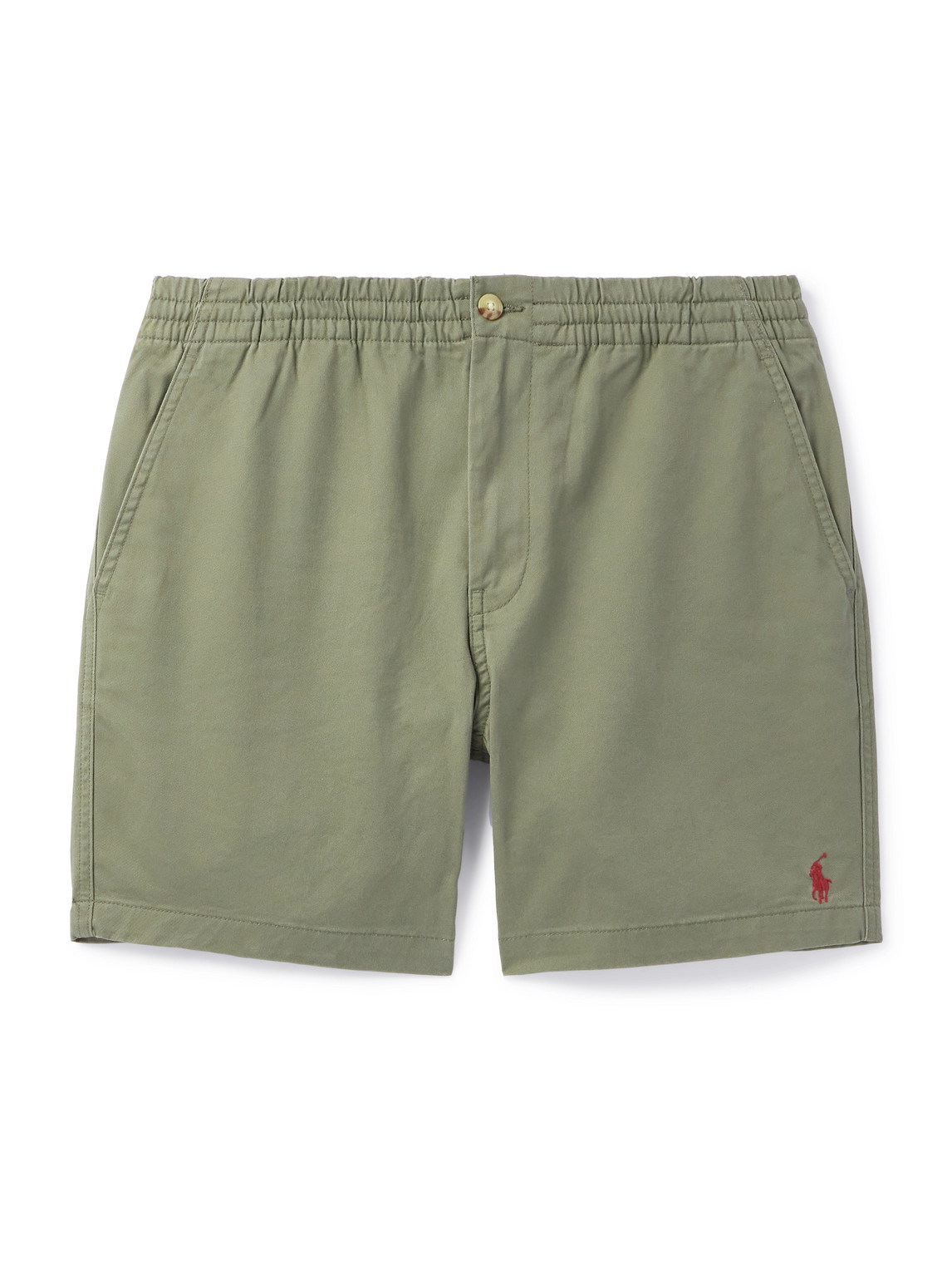 Polo Ralph Lauren Straight-leg Logo-embroidered Stretch-cotton Twill Shorts In Green