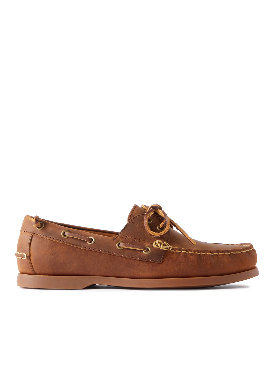 Shop Polo Ralph Lauren Merton Leather Boat Shoes In Brown