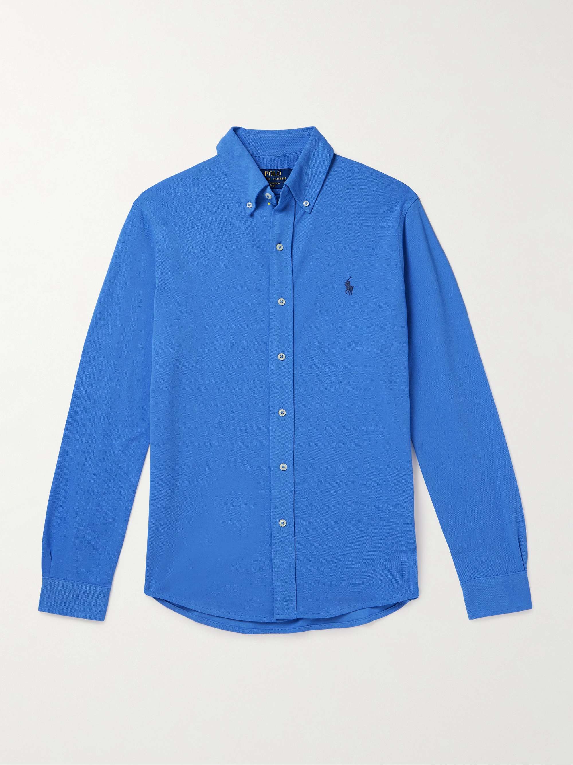 POLO RALPH LAUREN Button-Down Logo-Embroidered Cotton-Mesh Shirt for ...