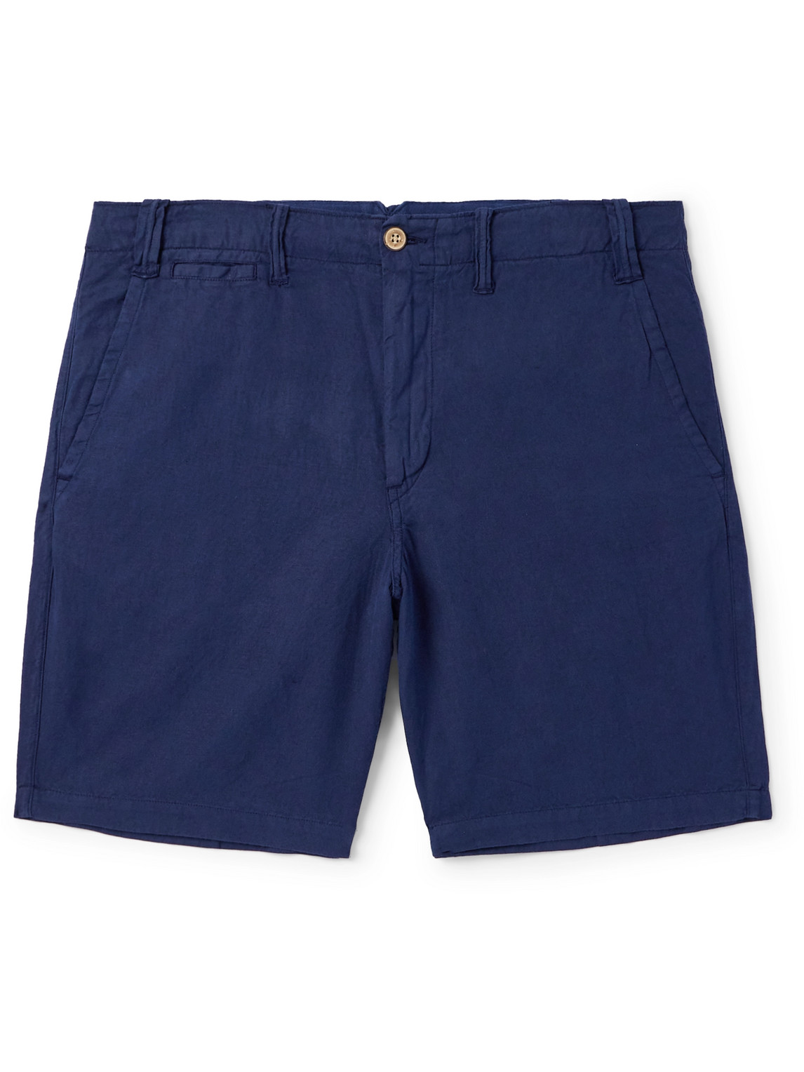 Shop Polo Ralph Lauren Straight-leg Linen And Cotton-blend Shorts In Blue