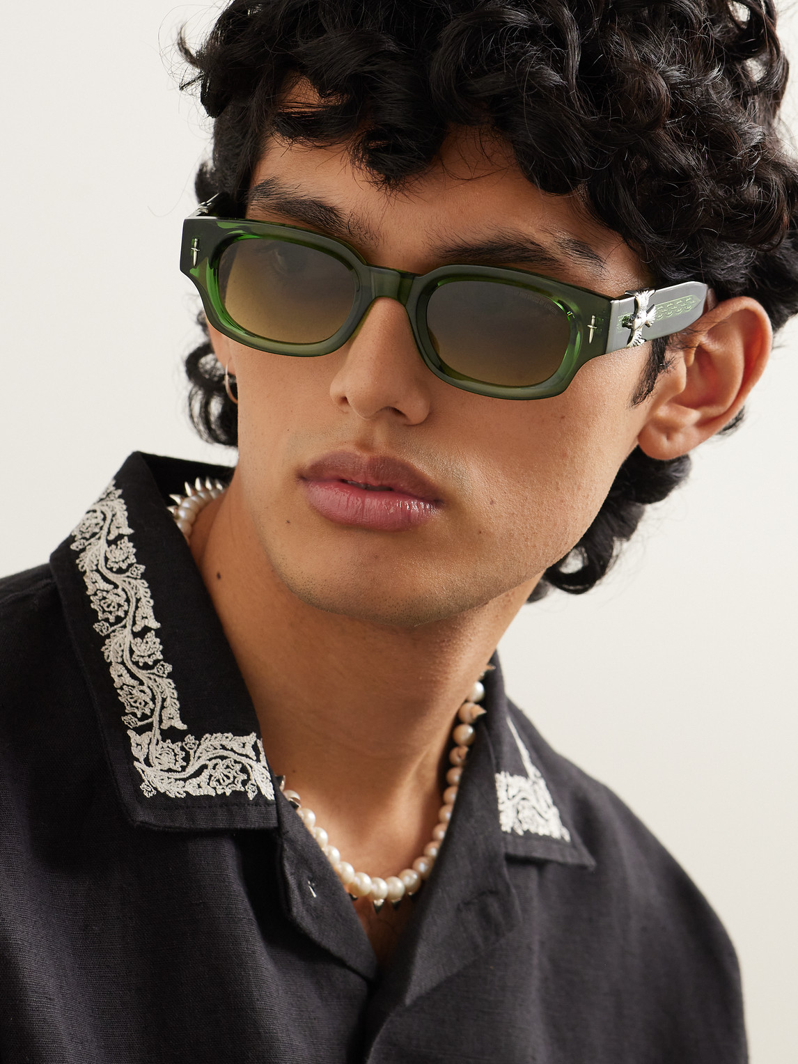 Shop Cutler And Gross The Great Frog The Dagger D-frame Acetate Sunglasses In Green