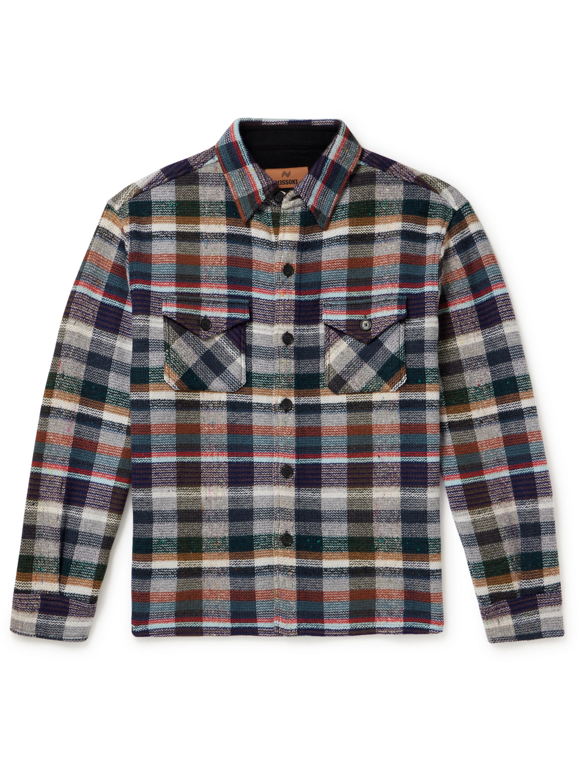 Missoni Checked Wool-blend Overshirt In Blue