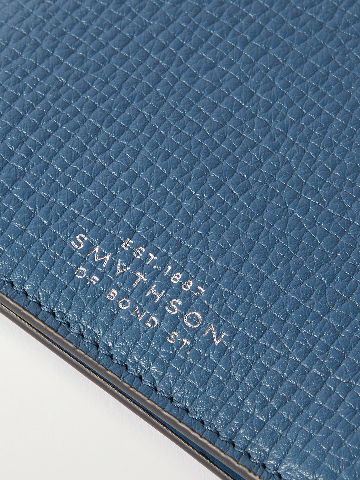 Shop Smythson Ludlow Full-grain Leather Wallet In Blue