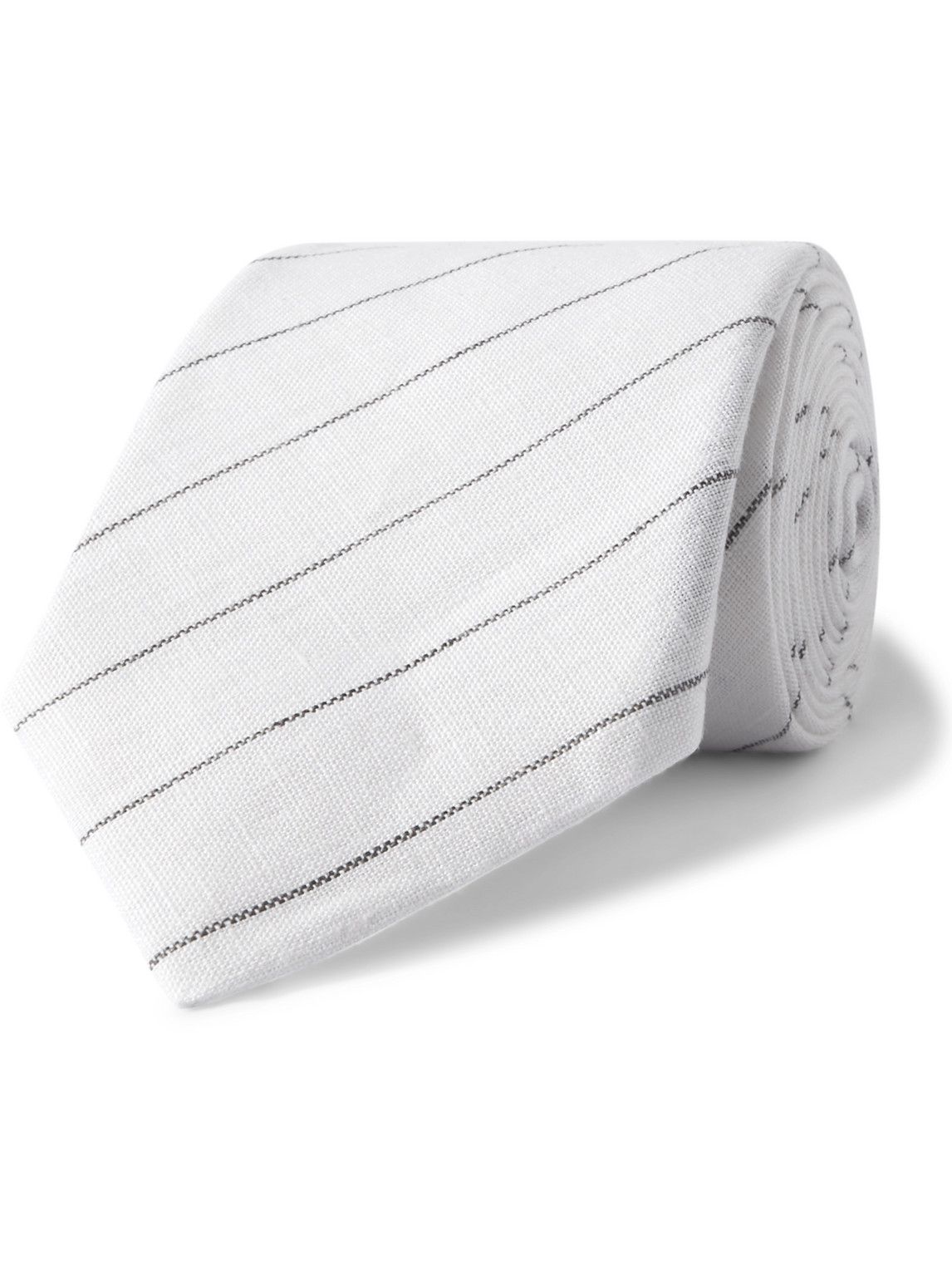 Brunello Cucinelli 7.5cm Striped Linen Tie In White