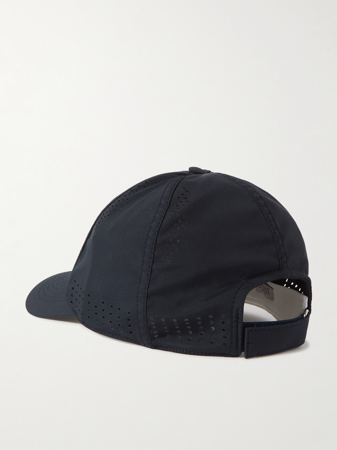 Shop Brunello Cucinelli Perforated Logo-print Stretch-shell Baseball Cap In Blue