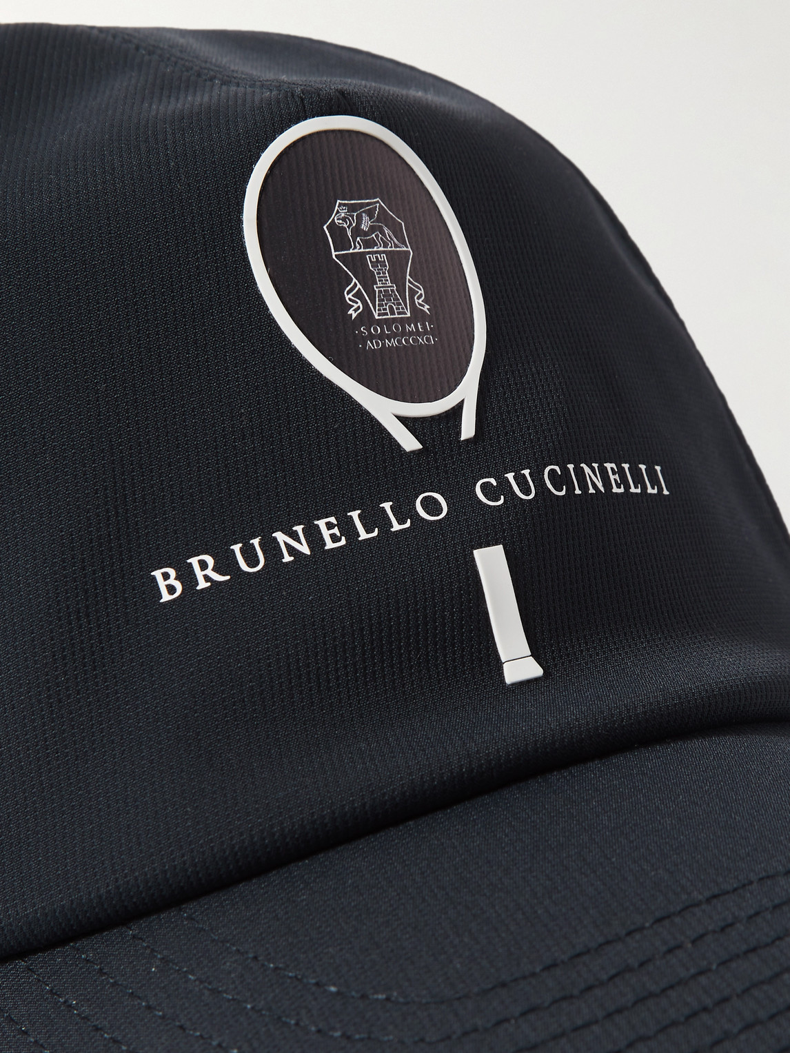 Shop Brunello Cucinelli Perforated Logo-print Stretch-shell Baseball Cap In Blue