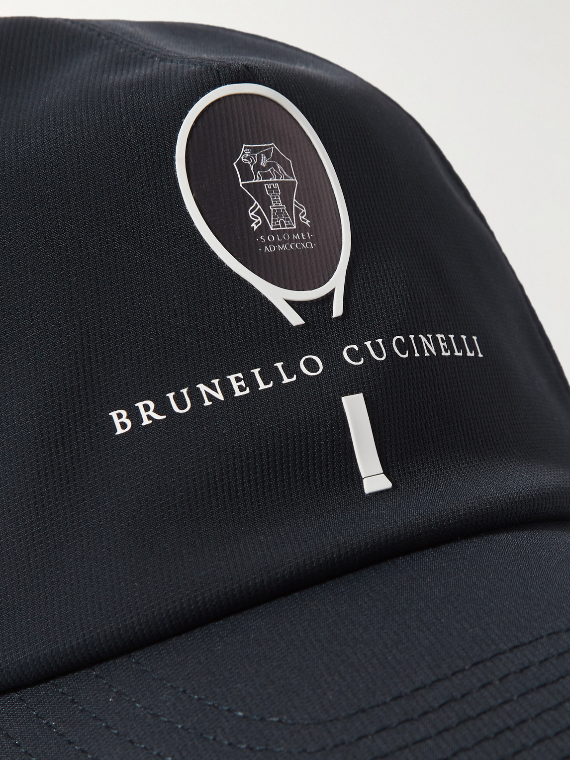 Brunello Cucinelli Perforated Logo-print Stretch-shell Baseball Cap In Blue