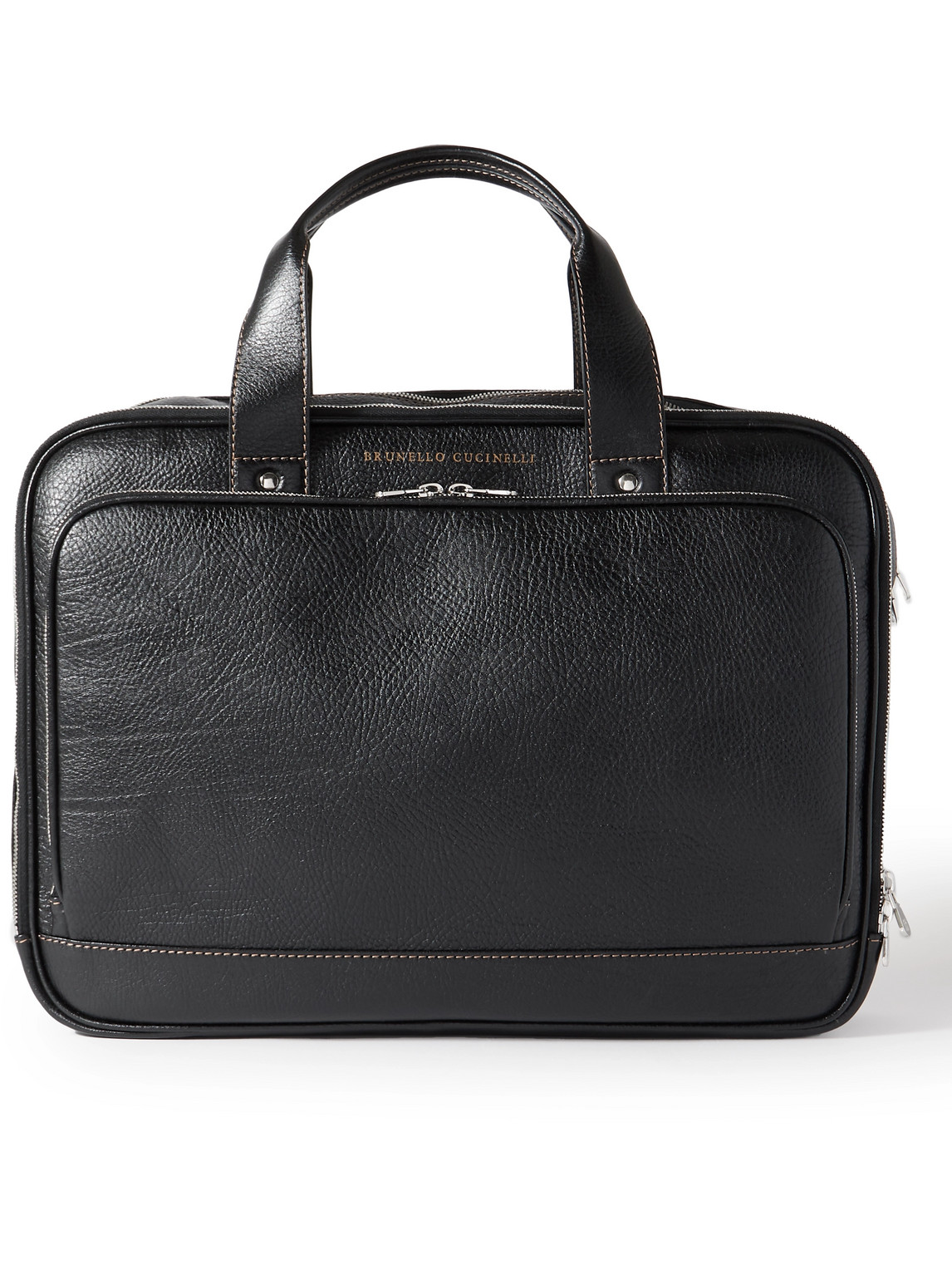 Brunello Cucinelli Full-grain Leather Briefcase In Black