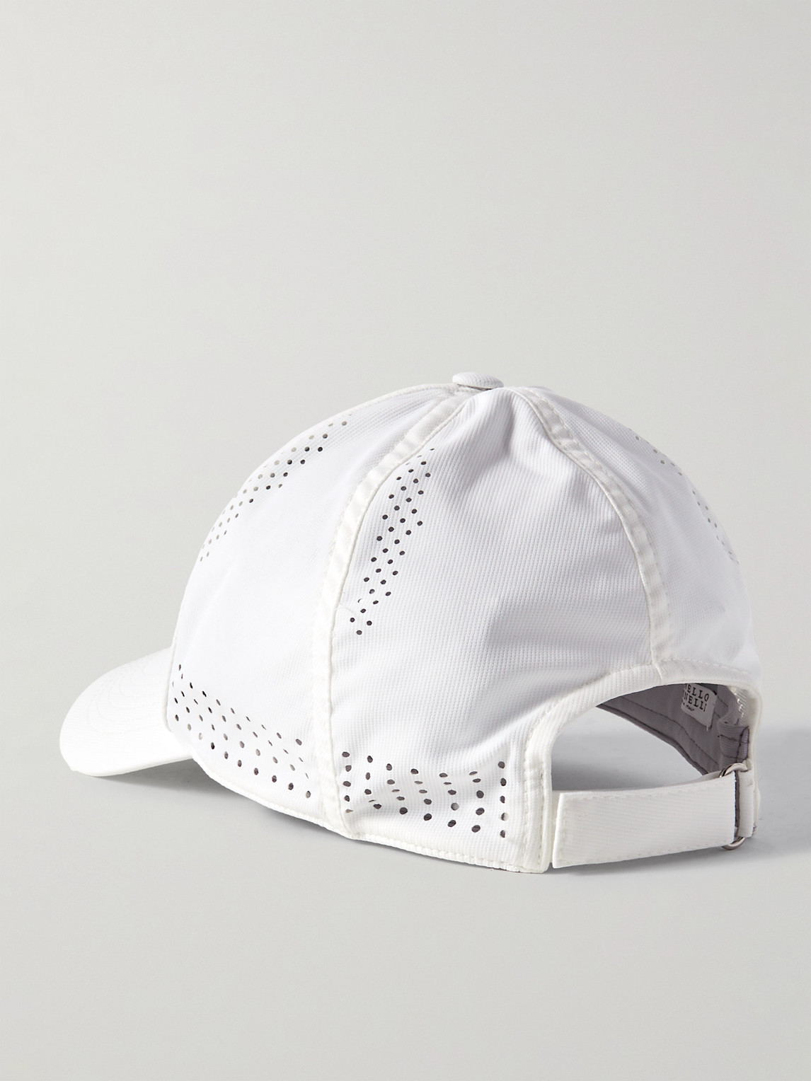 Shop Brunello Cucinelli Perforated Logo-print Stretch-shell Baseball Cap In White