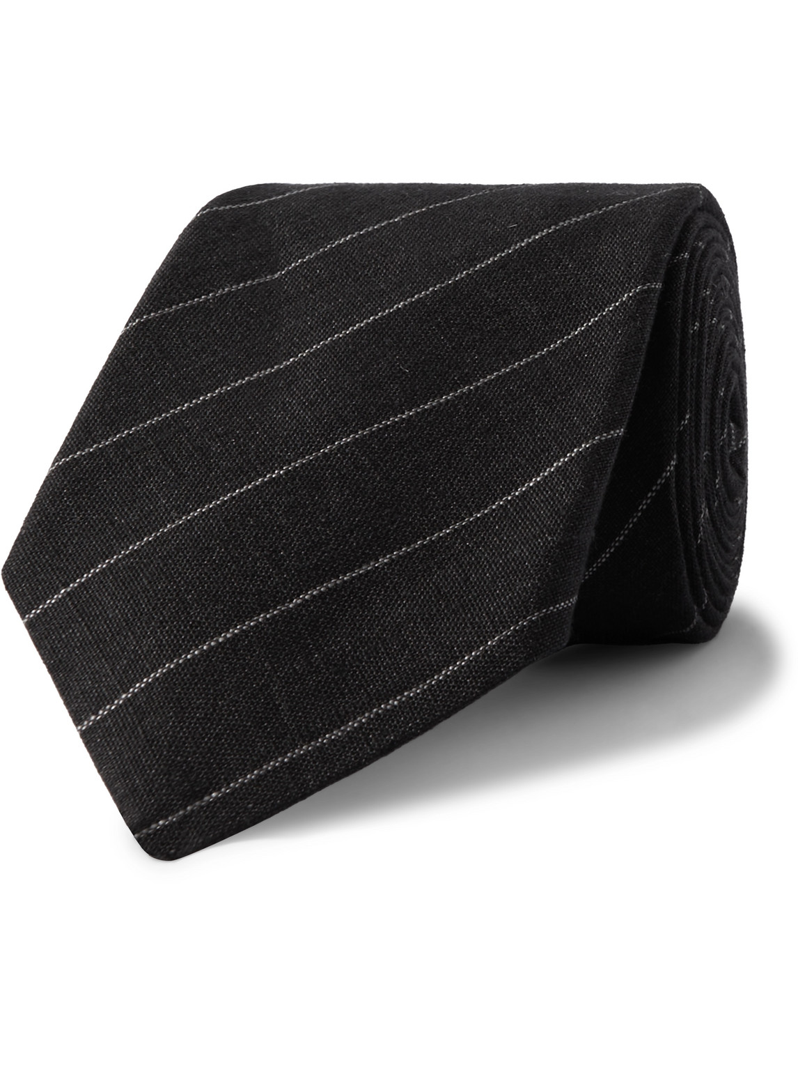 Brunello Cucinelli 7.5cm Striped Linen Tie In Black