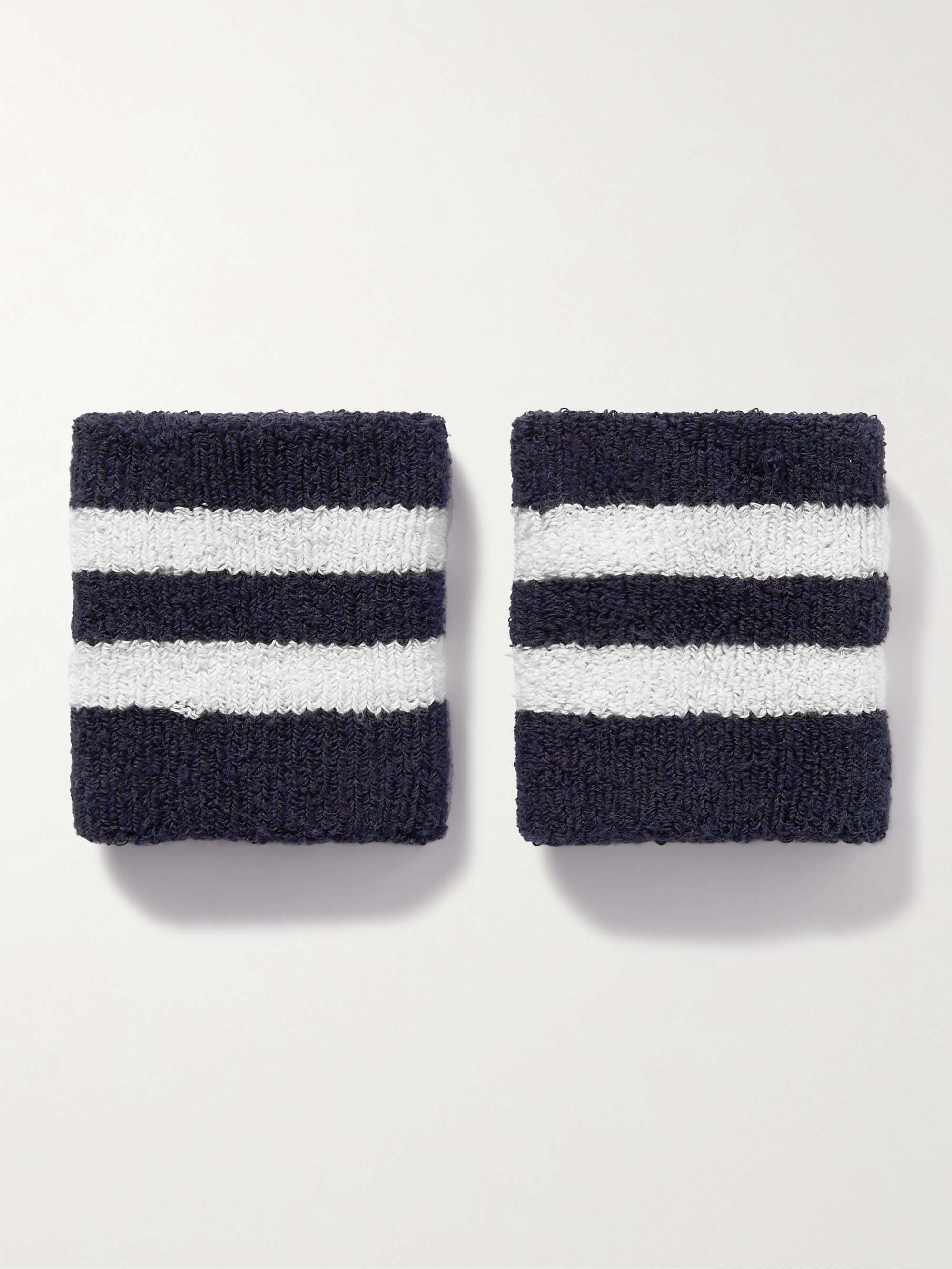 Brunello Cucinelli Striped Cotton blend Terry Wristbands Men Blue Training One Size
