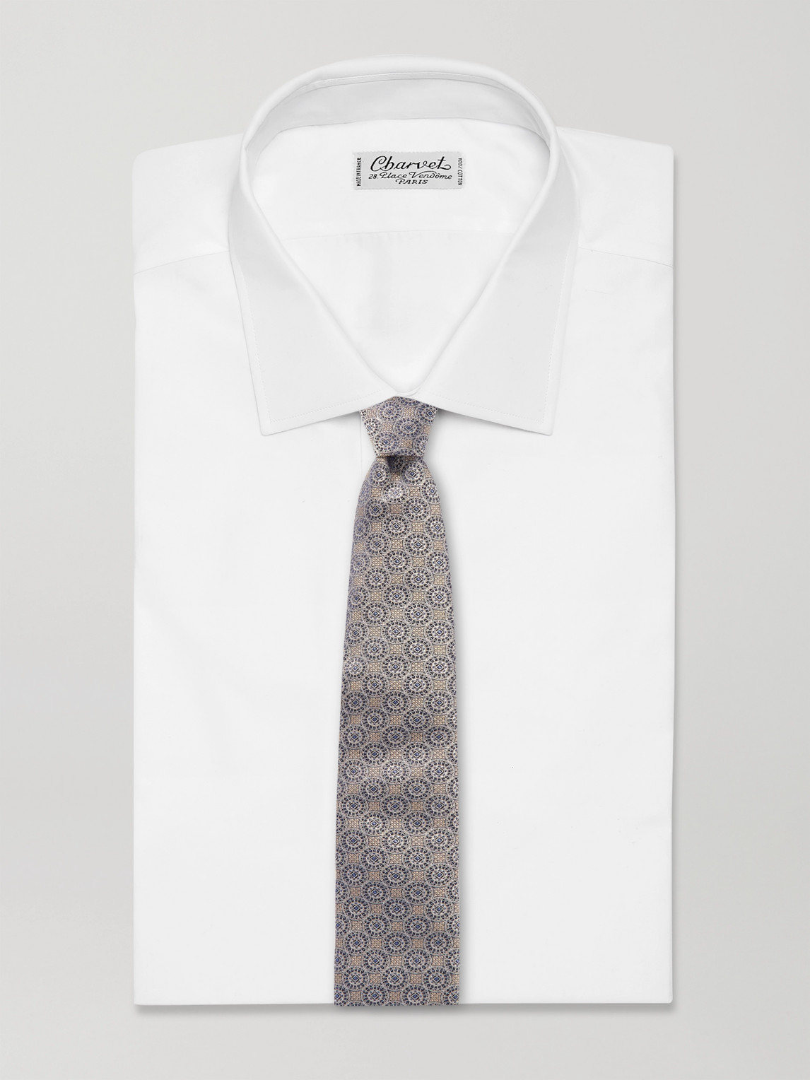 Shop Brunello Cucinelli 8cm Silk-jacquard Tie In Neutrals