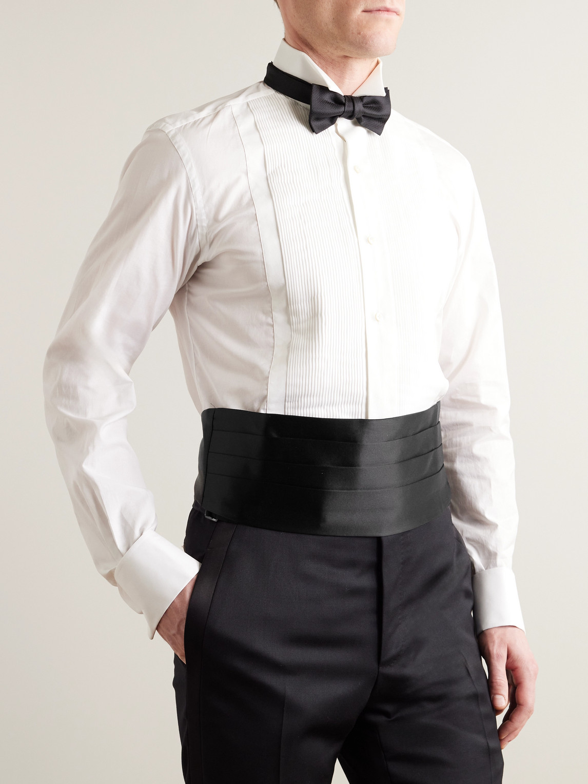 Shop Brunello Cucinelli Cotton And Silk-blend Satin Cummerbund In Black