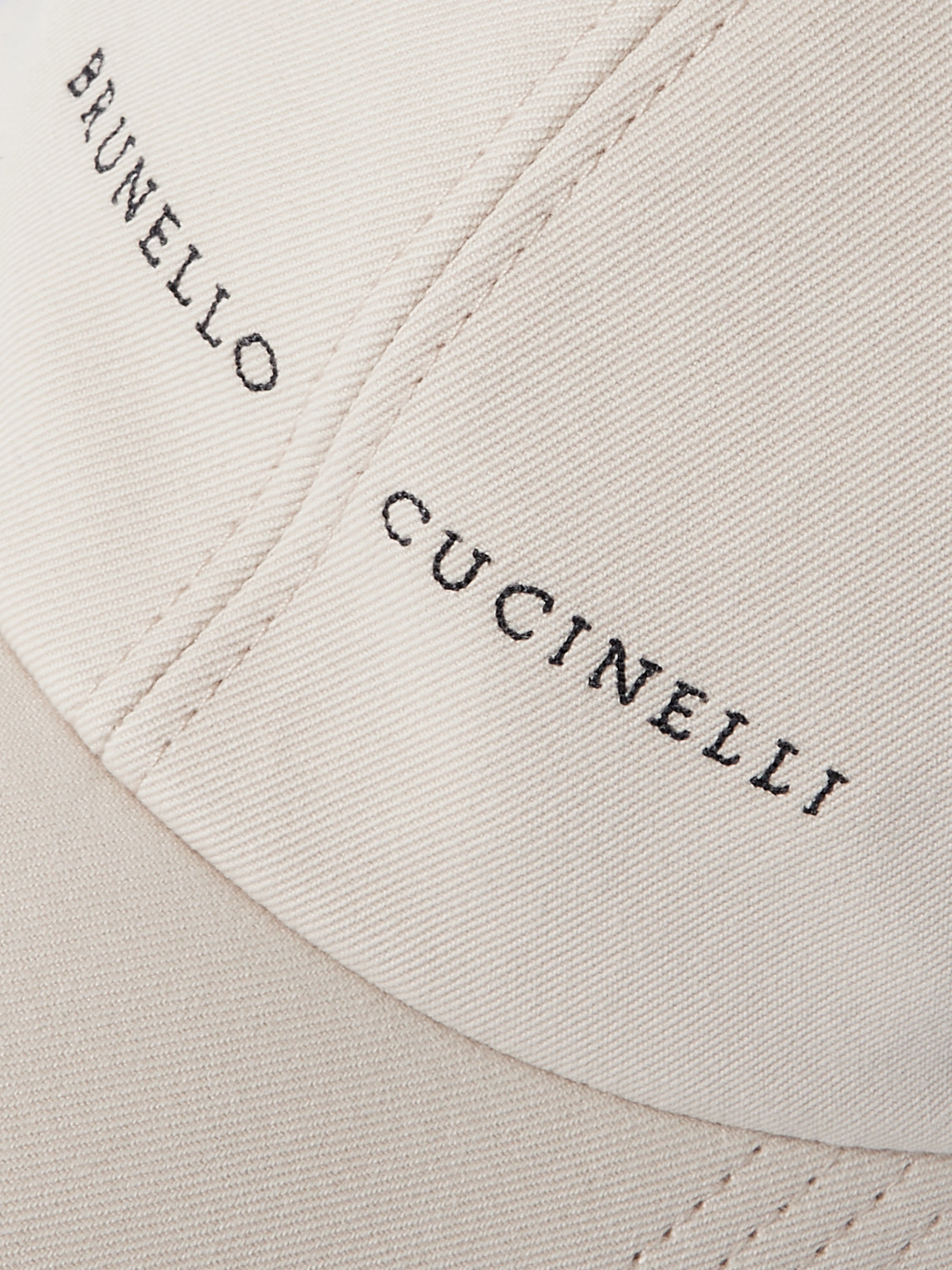 Shop Brunello Cucinelli Logo-embroidered Leather-trimmed Cotton-gabardine Baseball Cap In Neutrals