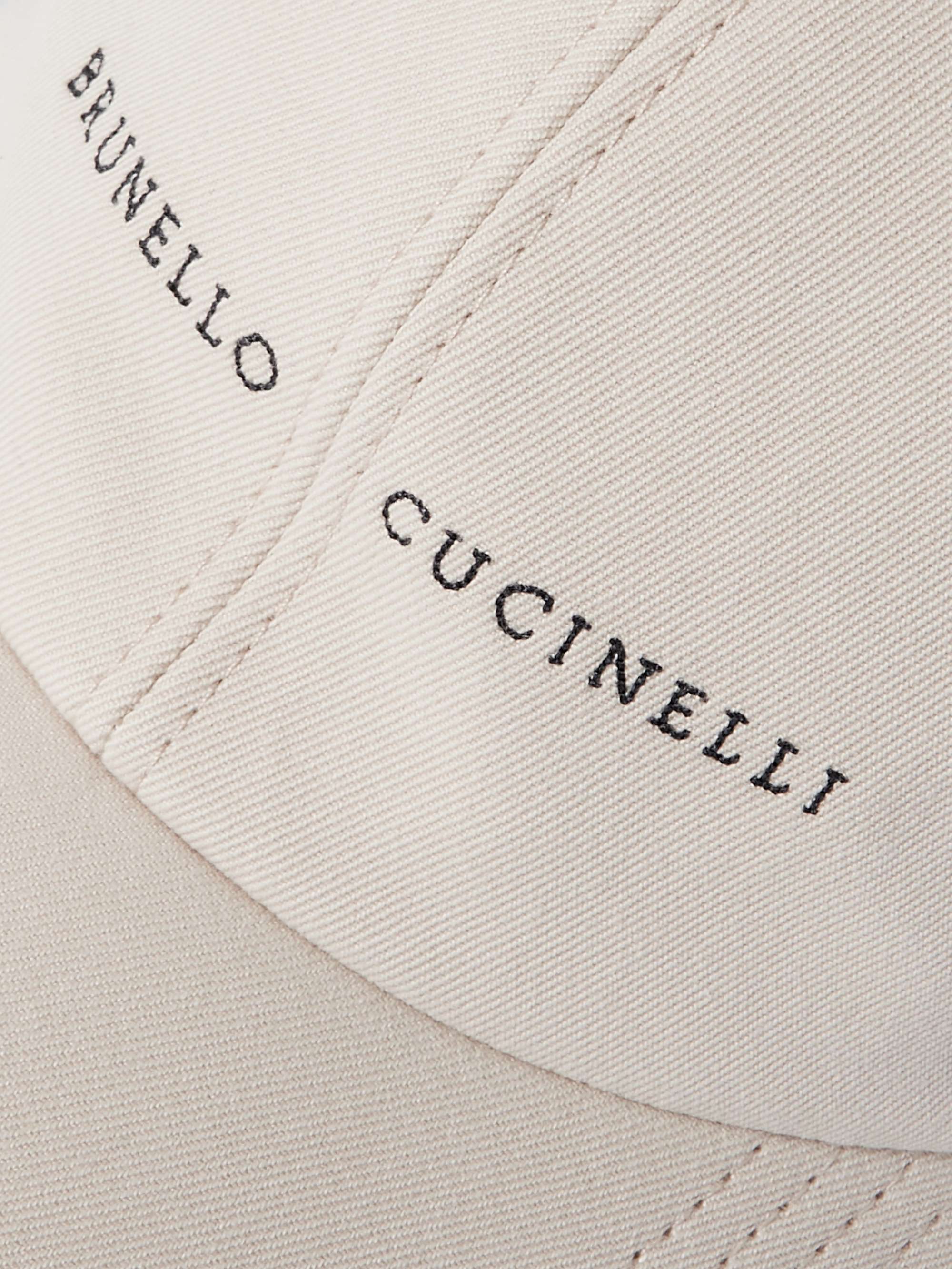 BRUNELLO CUCINELLI Logo-Embroidered Leather-Trimmed Cotton-Twill Baseball Cap